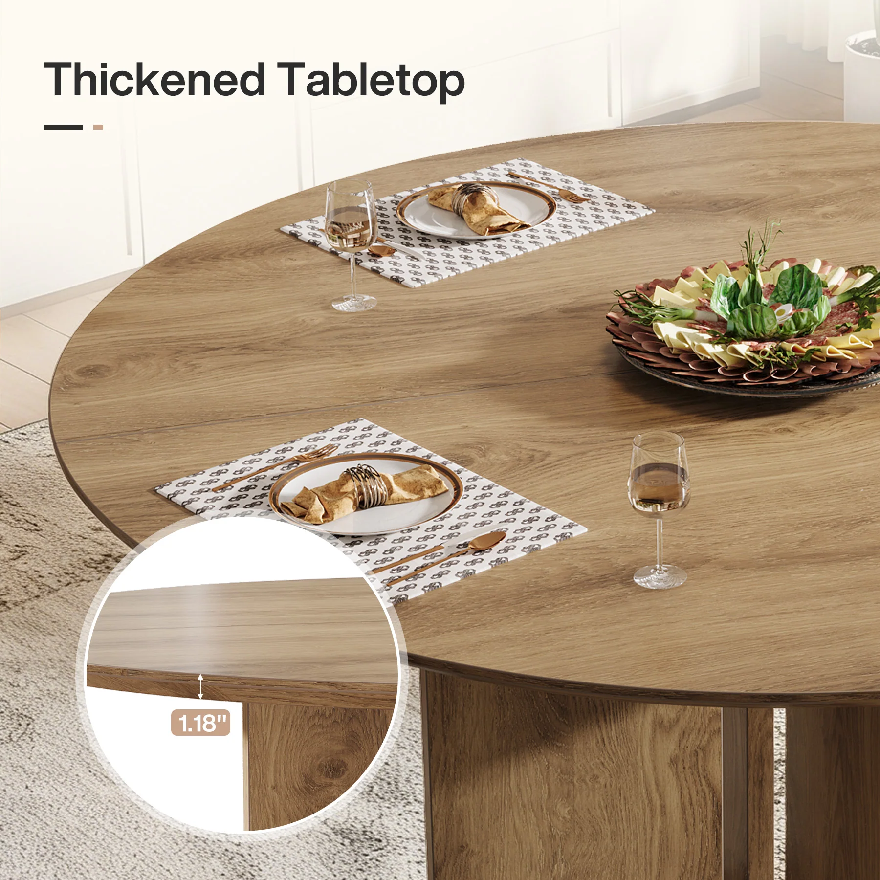 Round Dining Table, 39.37" Kitchen Table with Lower Storage Shelf - Image 7