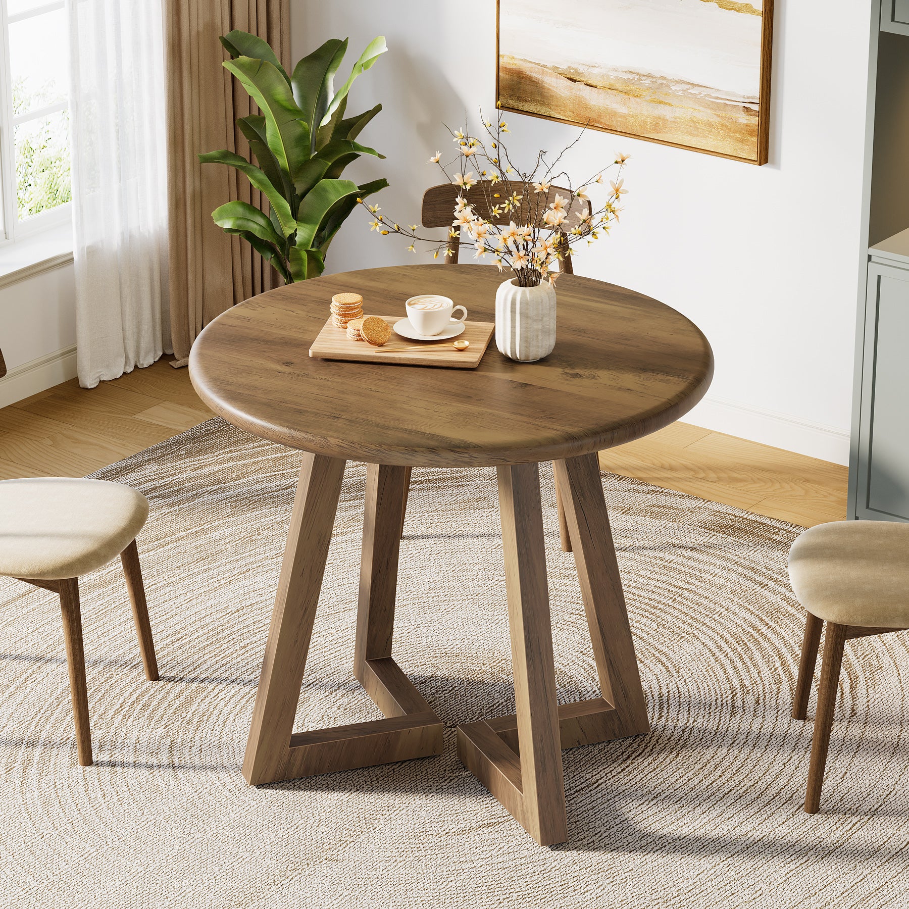 Round Dining Table for 2-4 People, 31.5" Kitchen Table for Dining Room - Image 4