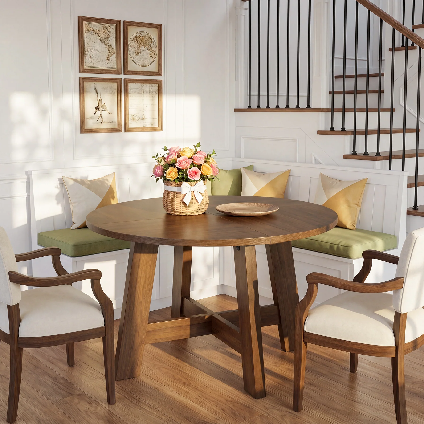 Round Dining Table for 4-6, 47" Kitchen Table with Reinforced Cross Brace - Image 5