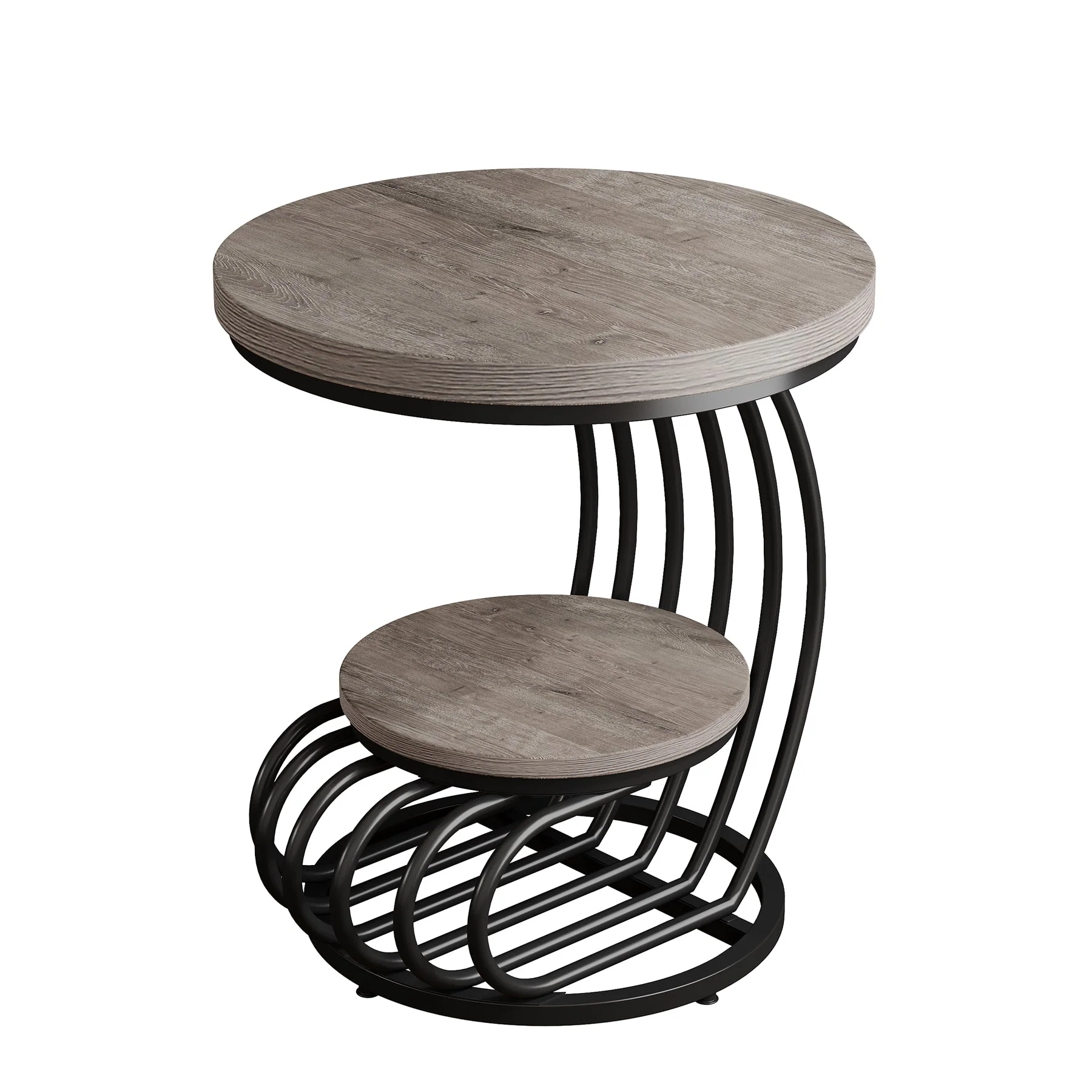 Round End Table, 2 Tiers Faux Marble Side Table with Storage Shelf - Image 14