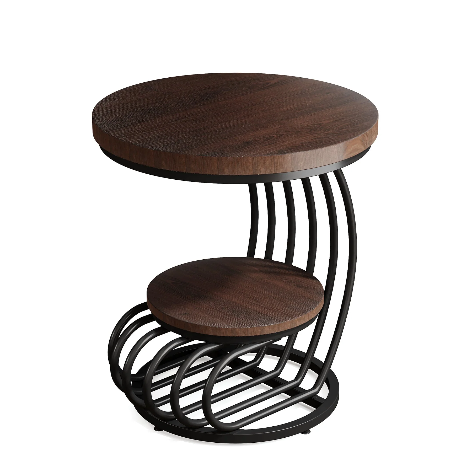 Round End Table, 2 Tiers Faux Marble Side Table with Storage Shelf - Image 9