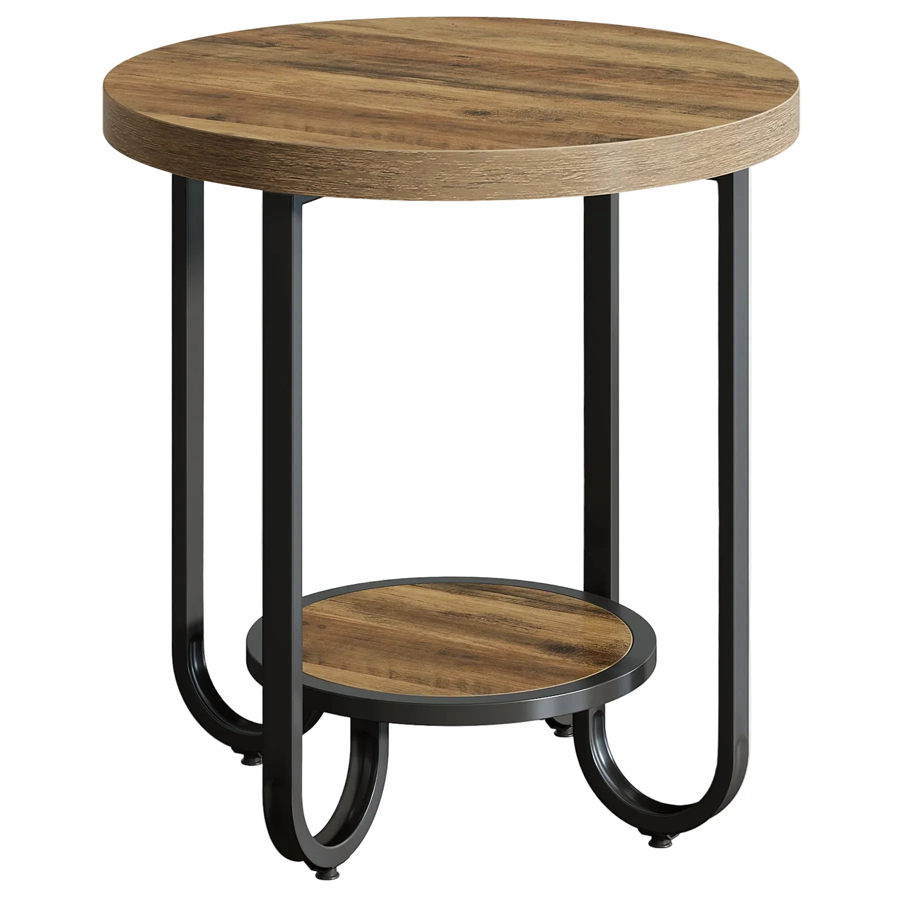 2-Tier End Table, Round Side Table Nightstand with Curved Metal Legs - Image 7
