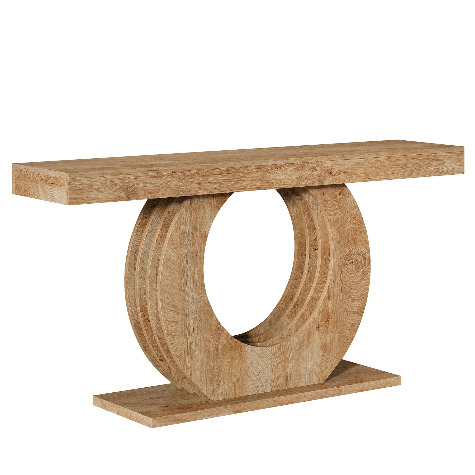 63" Console Table, Rustic Sofa Table Entryway Table with Circle Base - Image 8