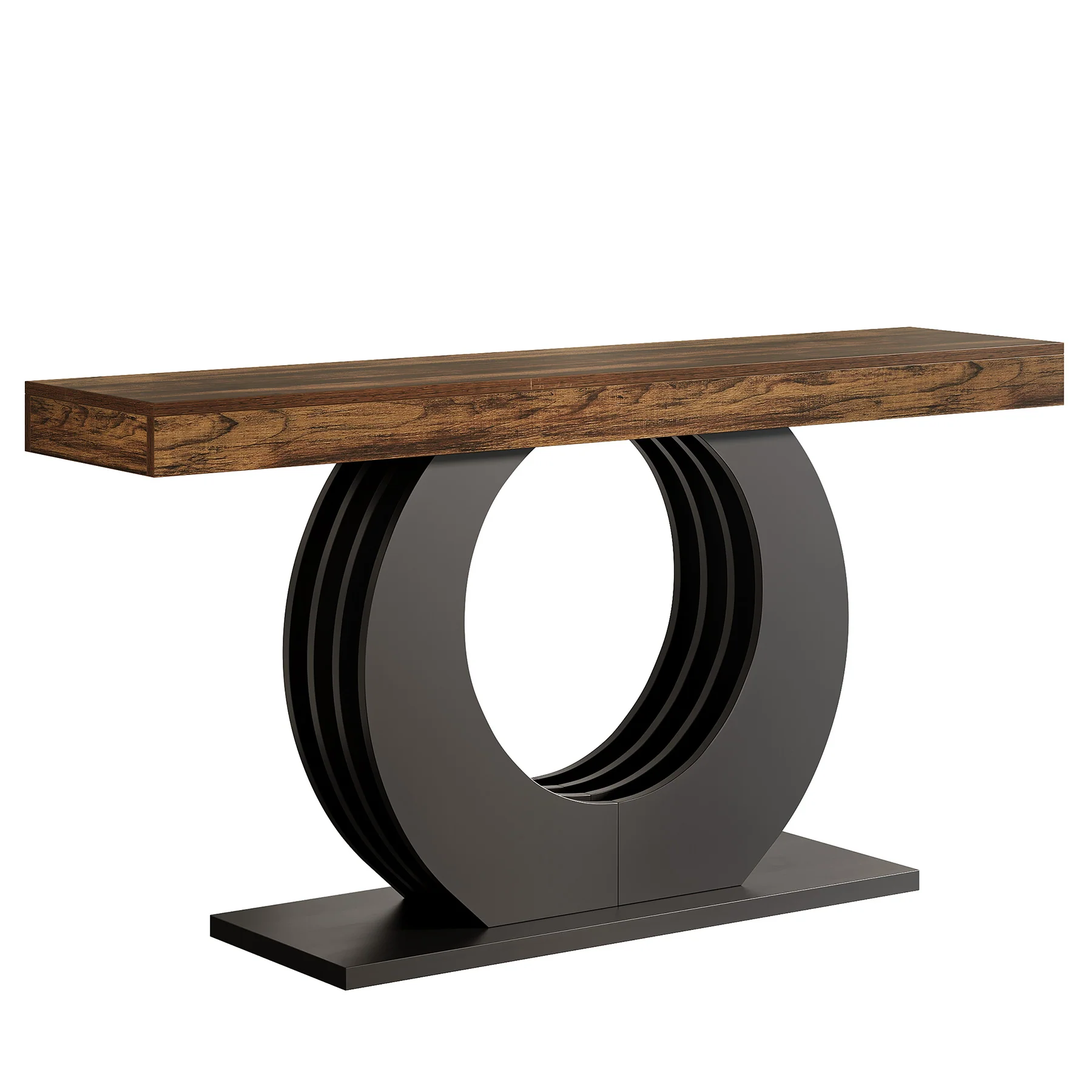 63" Console Table, Rustic Sofa Table Entryway Table with Circle Base - Image 9