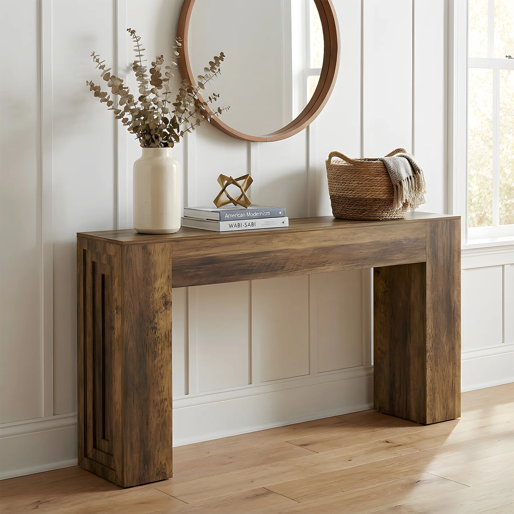 63" Console Table, Rustic Sofa Table Hallway Table with Stable Legs - Image 7