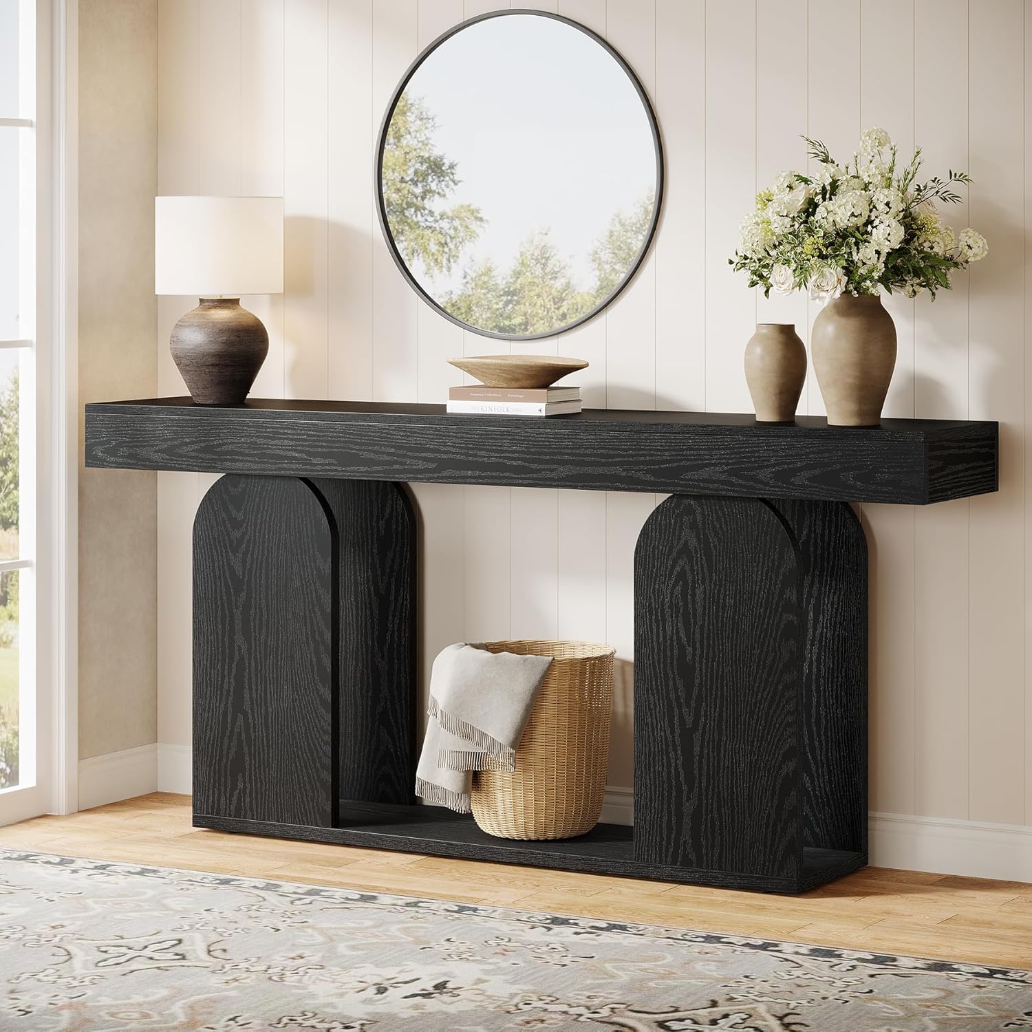 70.87" Long Console Table, Rustic Console Table with Arched Base and Low Shelf - Image 10