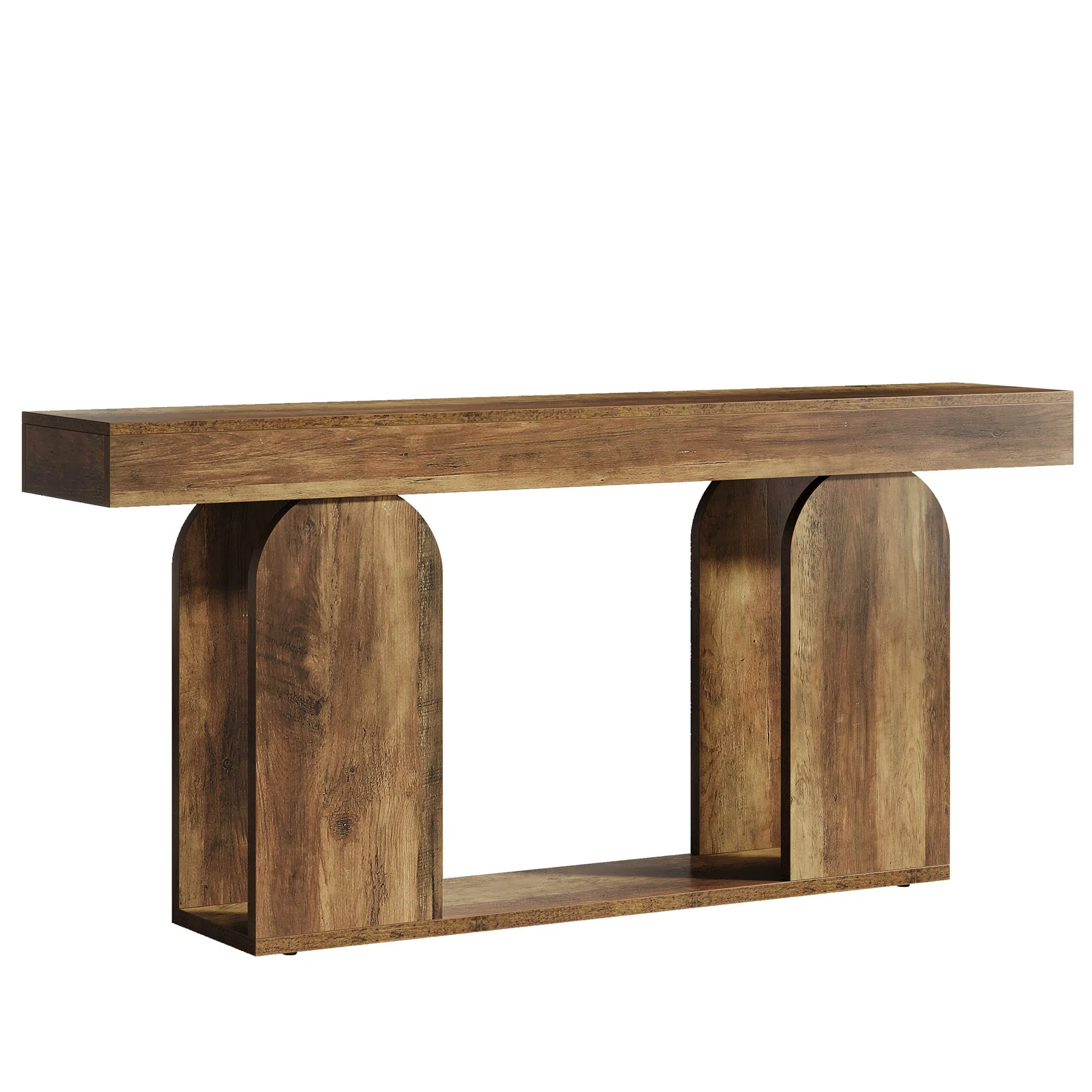 70.87" Long Console Table, Rustic Console Table with Arched Base and Low Shelf - Image 9