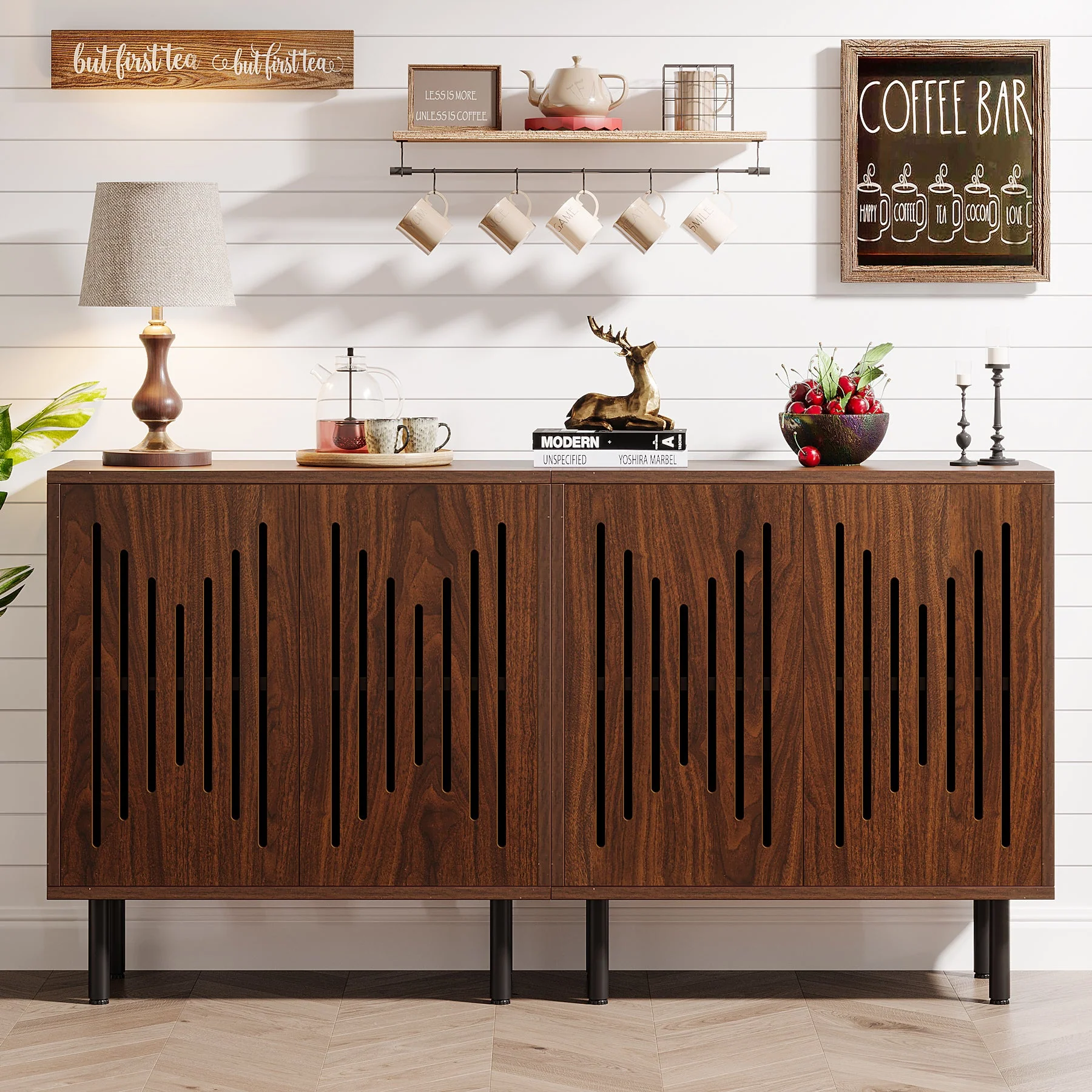 Sideboard Buffet, Set of 2 Storage Cabinet with Adjustable Shelves - Image 3