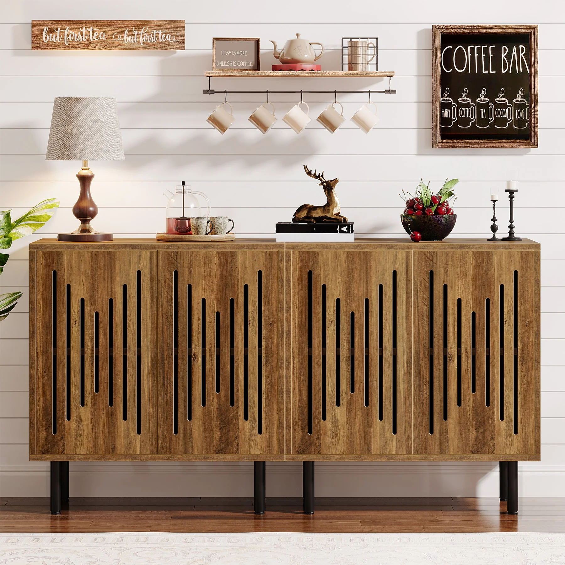 Sideboard Buffet, Set of 2 Storage Cabinet with Adjustable Shelves - Image 7