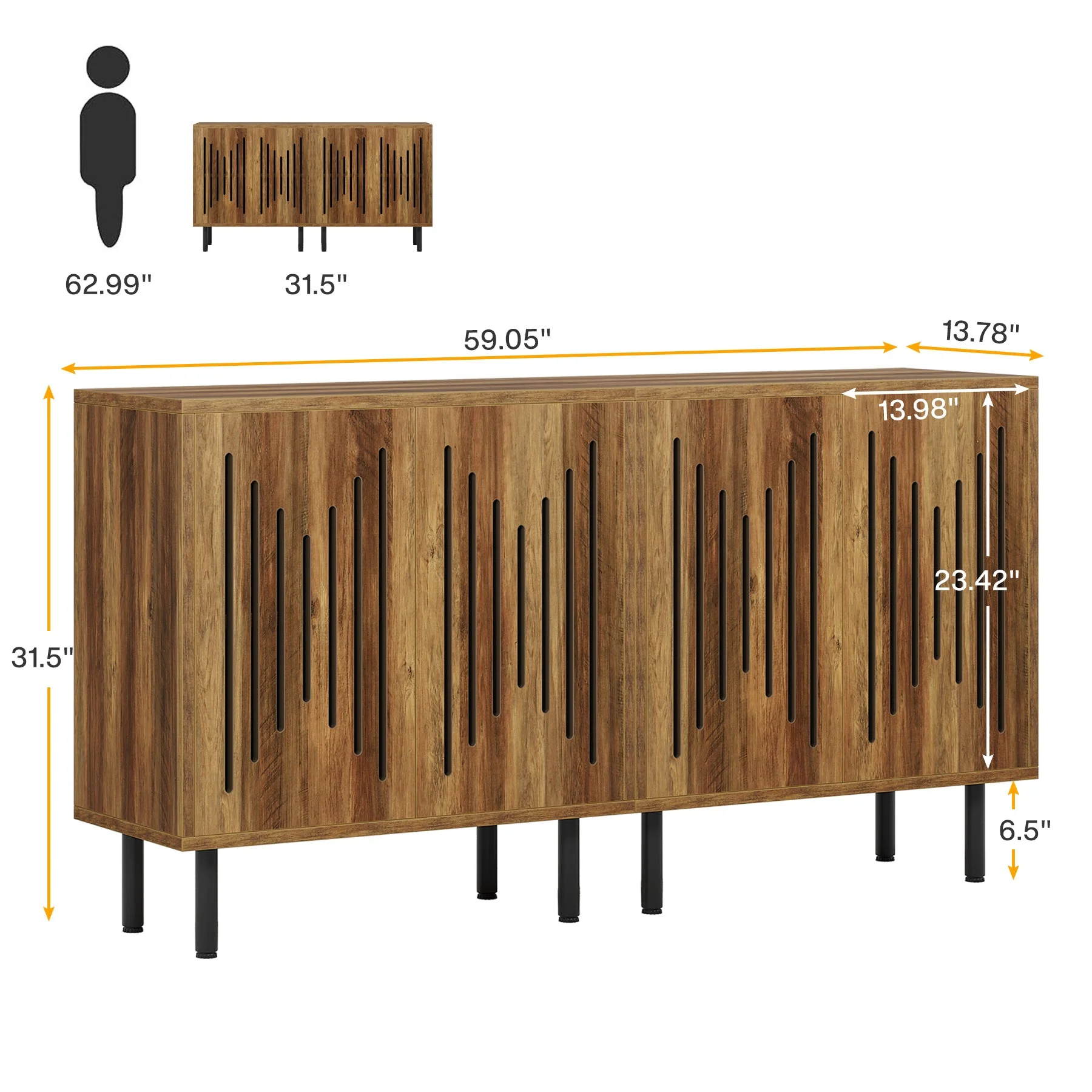 Sideboard Buffet, Set of 2 Storage Cabinet with Adjustable Shelves - Image 8