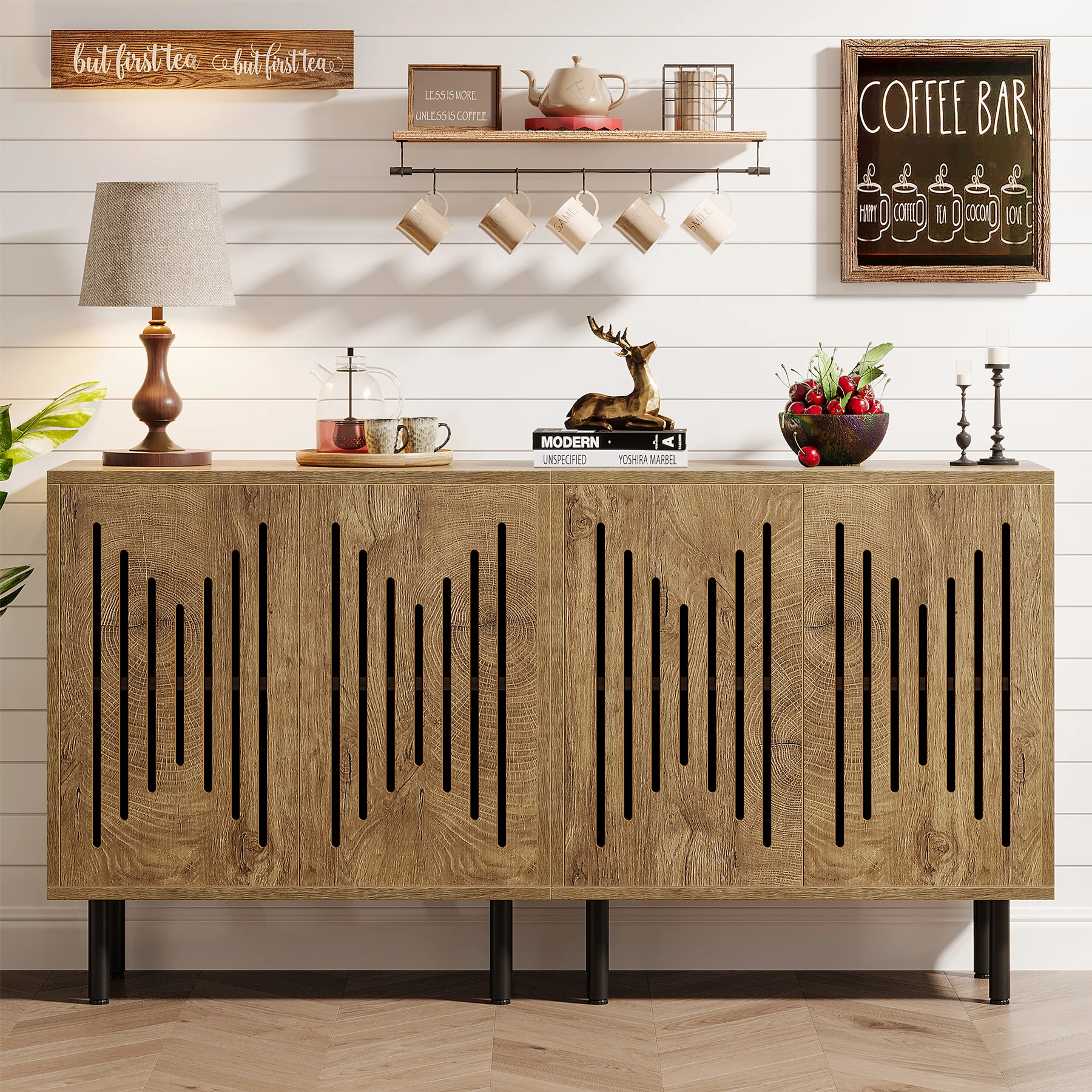 Sideboard Buffet, Set of 2 Storage Cabinet with Adjustable Shelves - Image 9