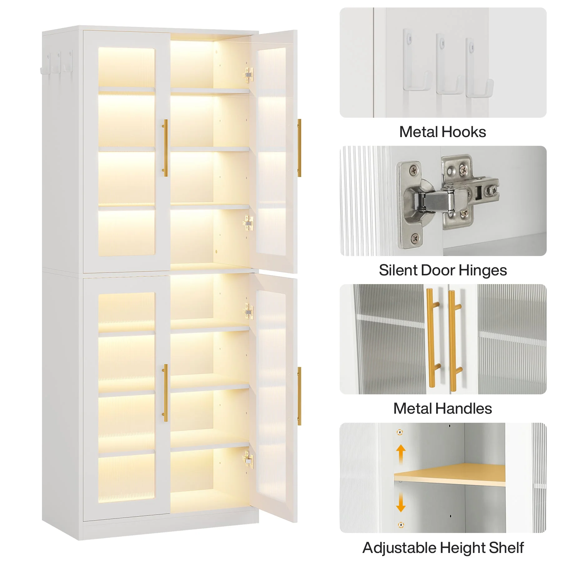 Freestanding Shoe Cabinet with Acrylic Doors and LED Lights - Image 7