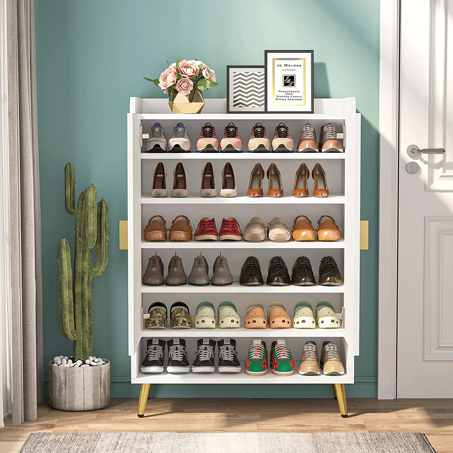7-Tier Shoe Cabinet, Shoe Storage Organizer with Adjustable Shelves - Image 5