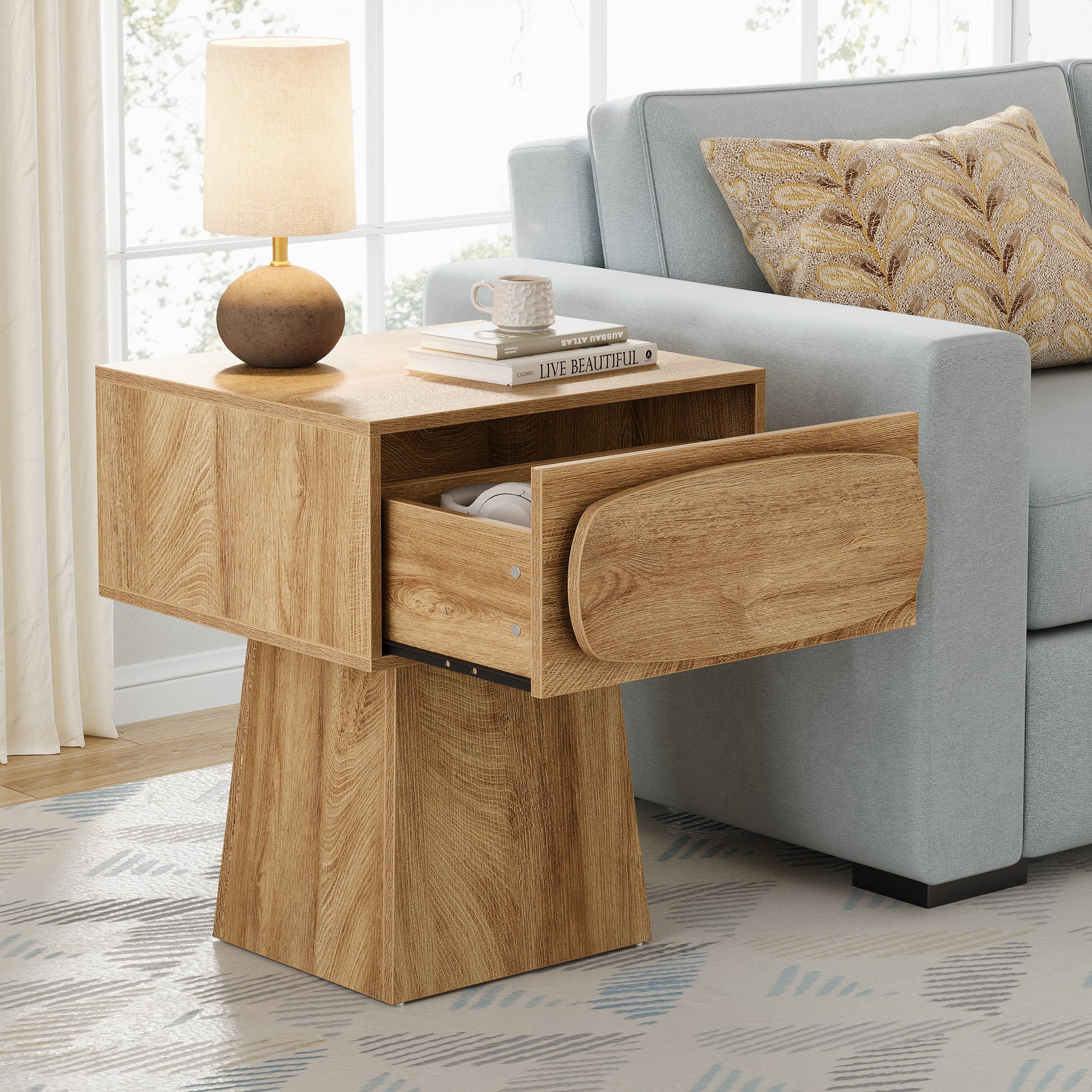 21.6" End Table, Small Side Table with Storage Drawer - Image 4