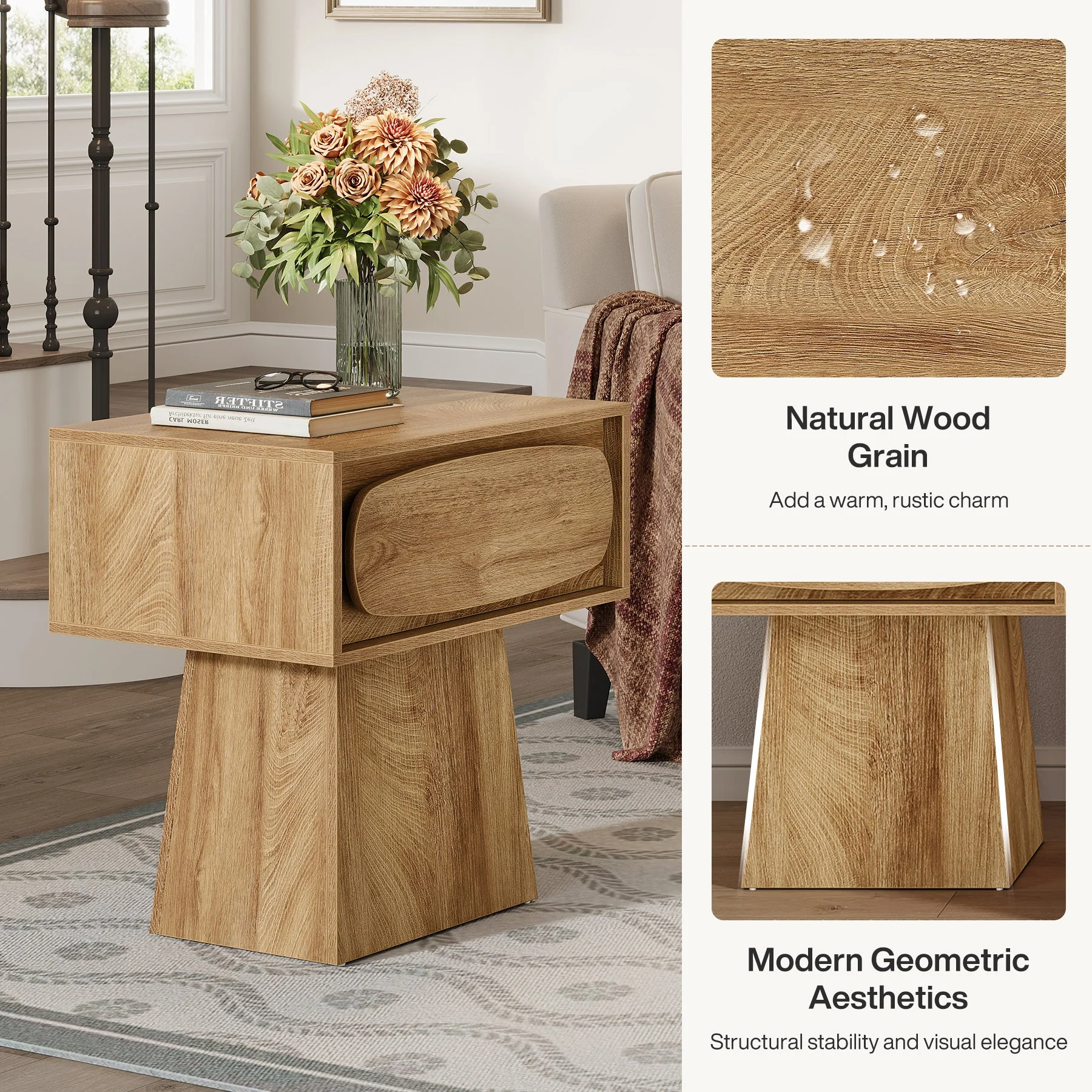 21.6" End Table, Small Side Table with Storage Drawer - Image 7