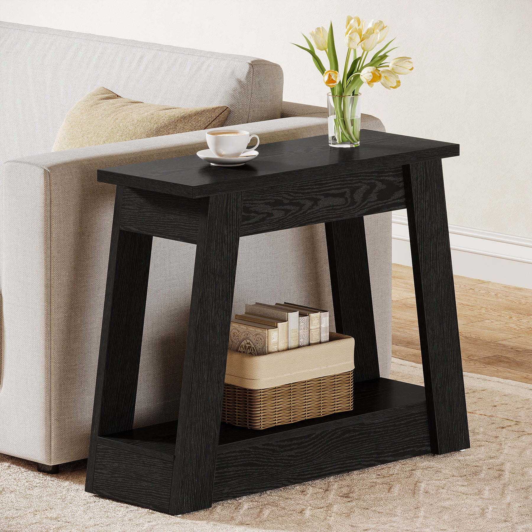 2-Tier End Table, Small Side Table With 2 Storage Shelves for Living Room - Image 11