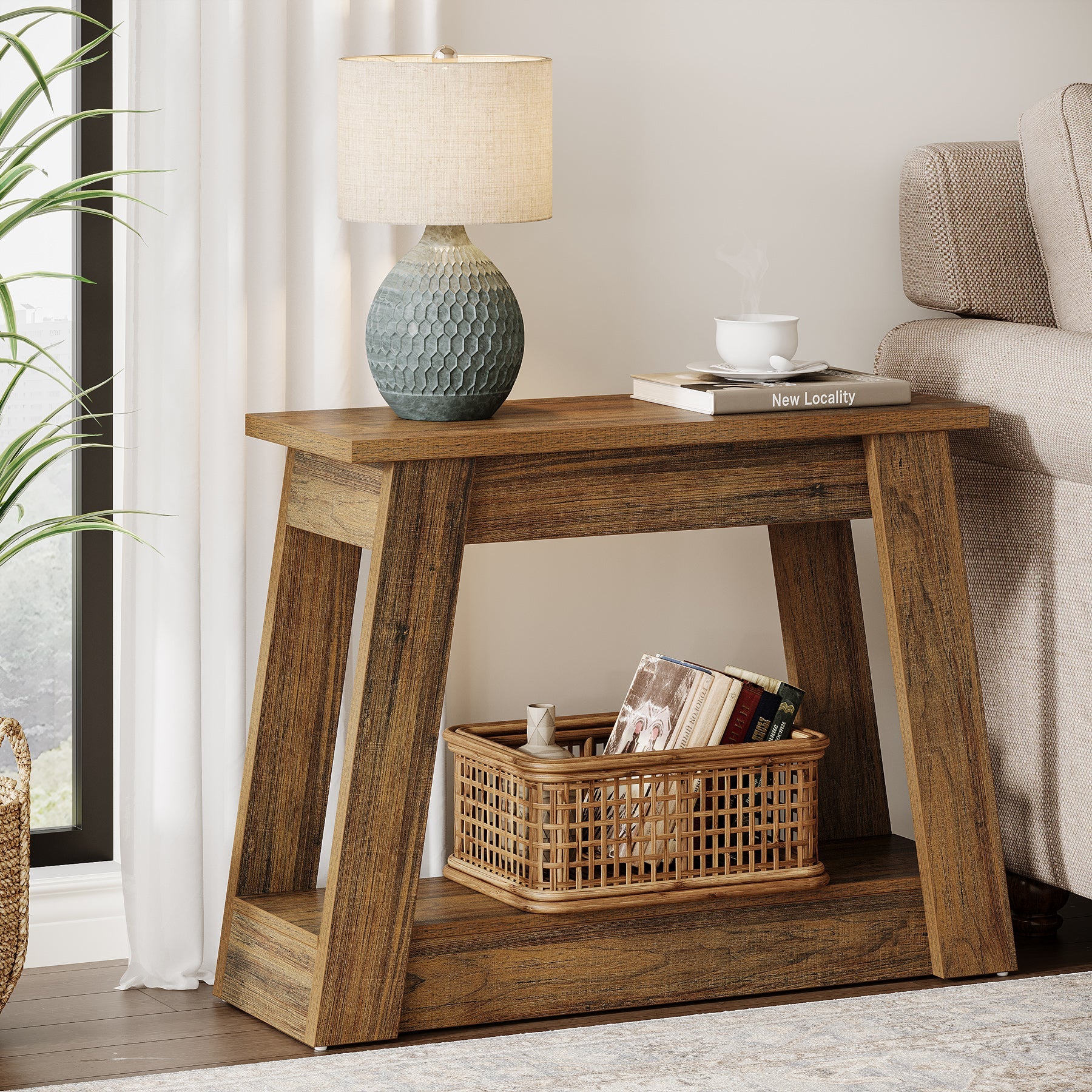 2-Tier End Table, Small Side Table With 2 Storage Shelves for Living Room - Image 3