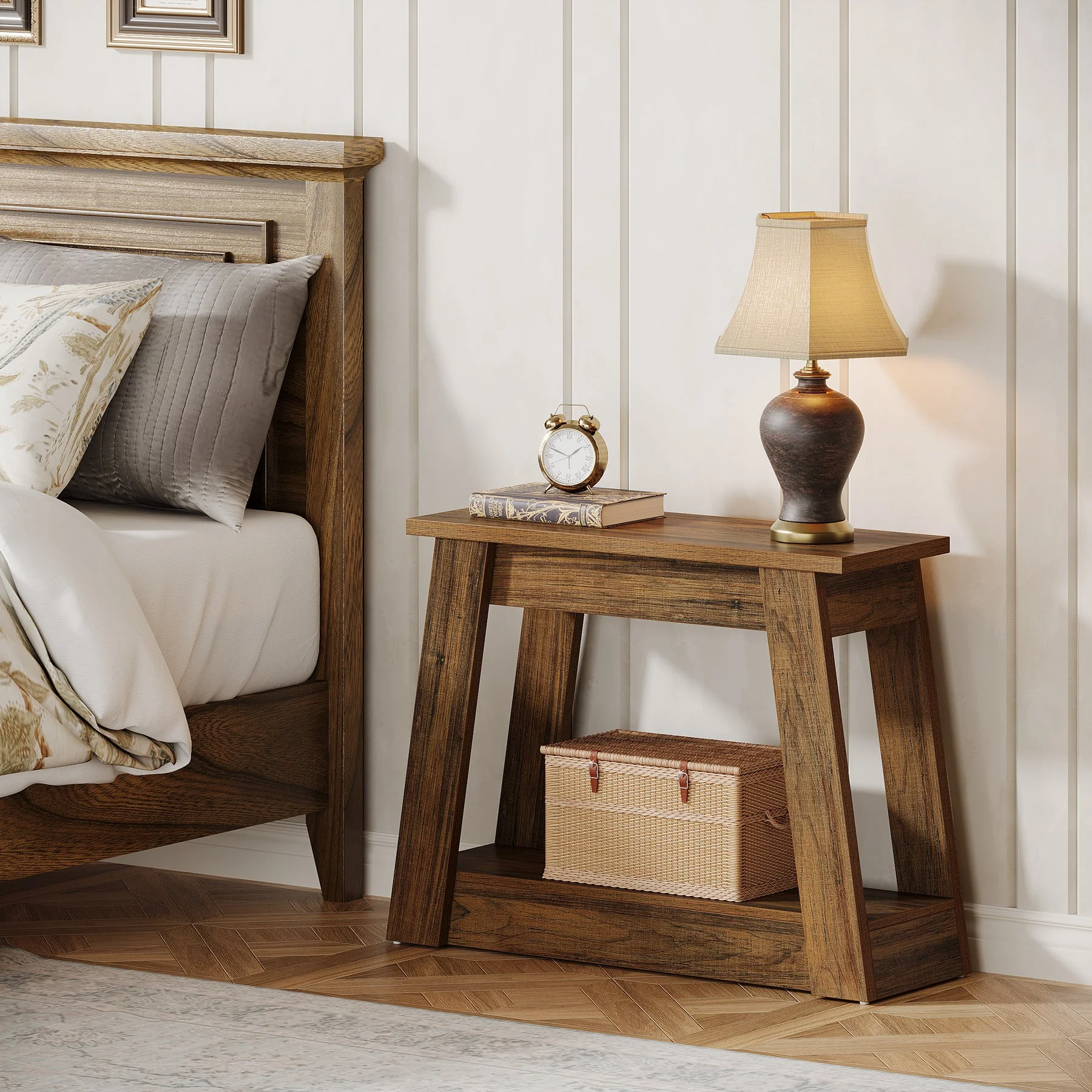2-Tier End Table, Small Side Table With 2 Storage Shelves for Living Room - Image 4