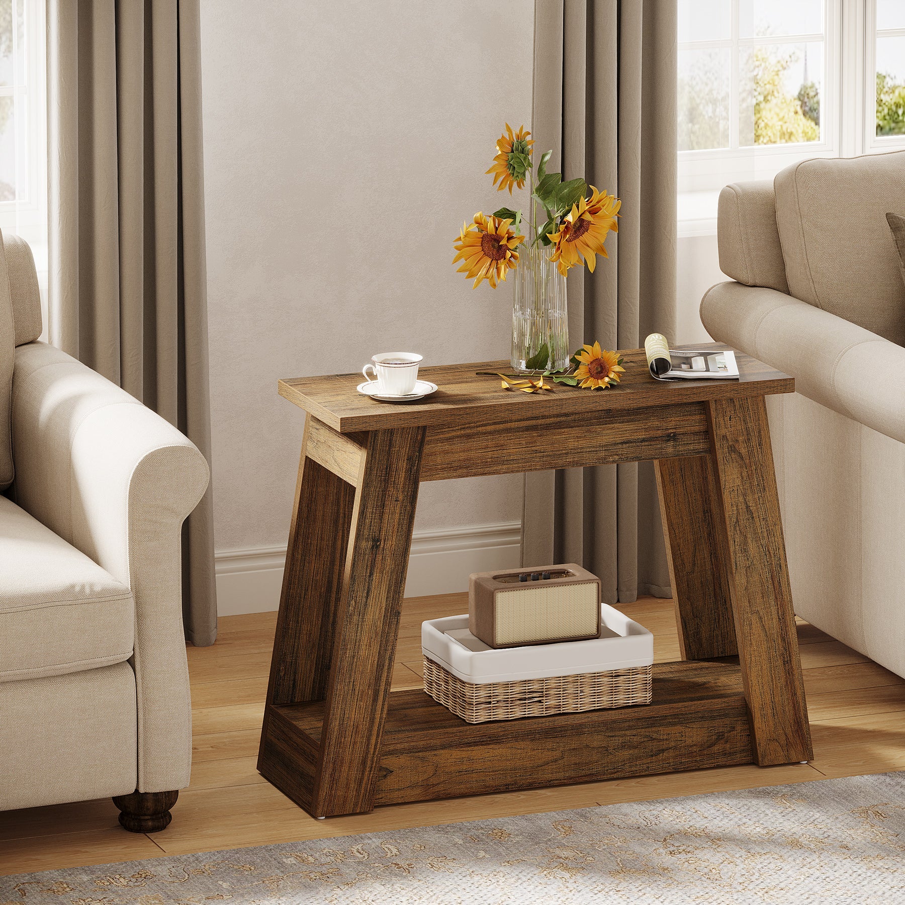 2-Tier End Table, Small Side Table With 2 Storage Shelves for Living Room - Image 5