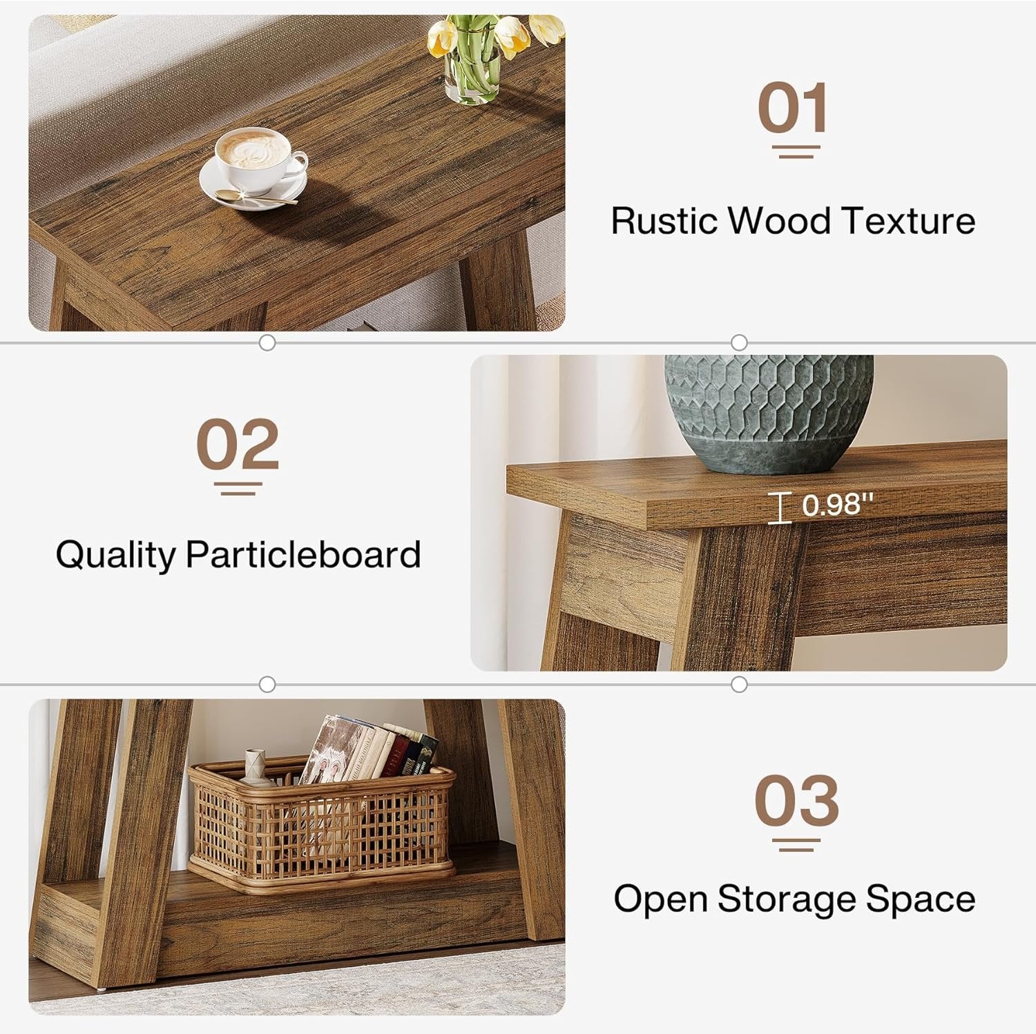 2-Tier End Table, Small Side Table With 2 Storage Shelves for Living Room - Image 7
