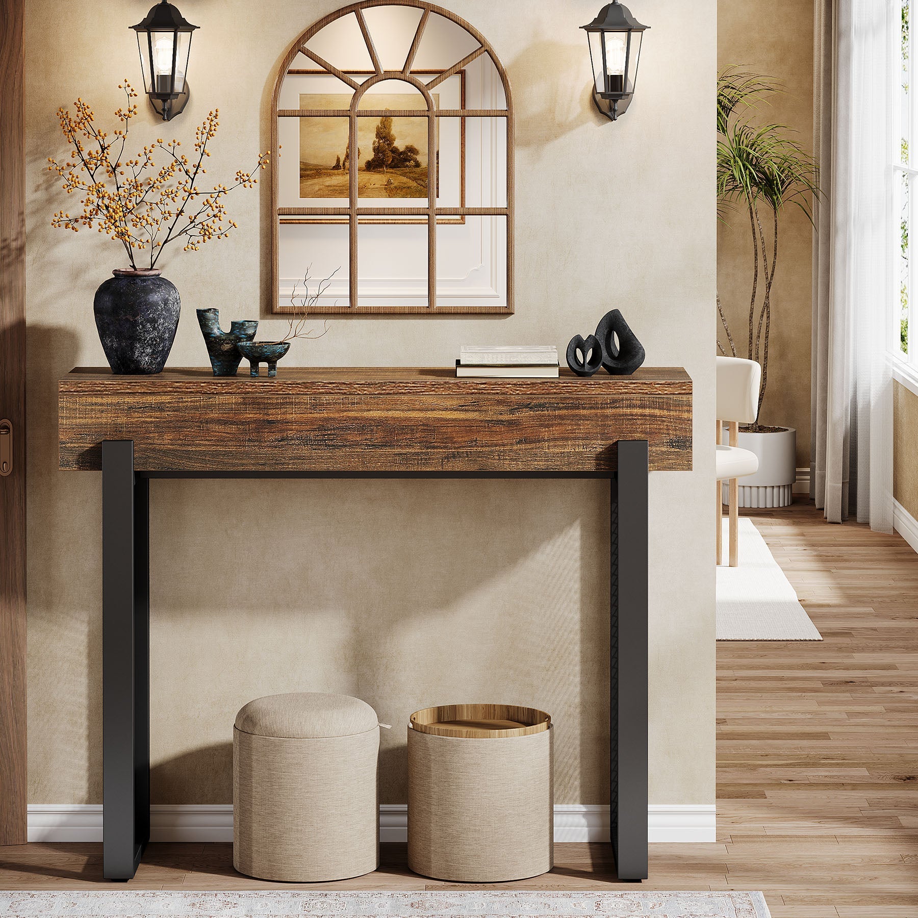 41" Console Table, Small Sofa Entryway Table with Storage and Mesh Metal Legs - Image 5