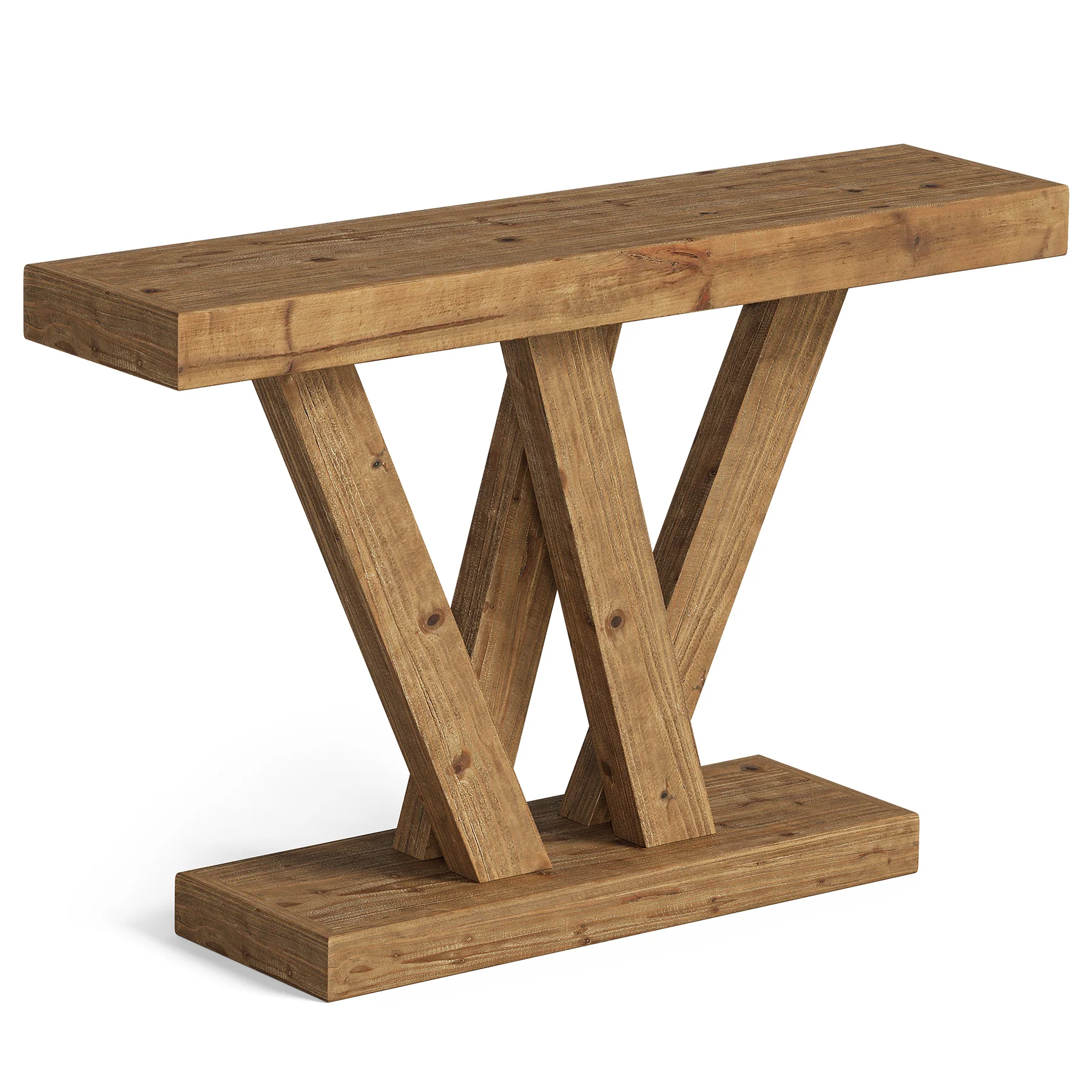 Solid Wood Console Table, 47.2" Farmhouse Sofa Table with Double V-Shape Base - Image 8