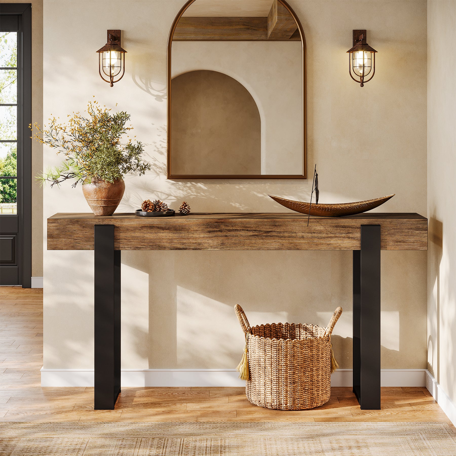 Solid Wood Console Table, 63" Entryway Sofa Table with Metal Legs - Image 6