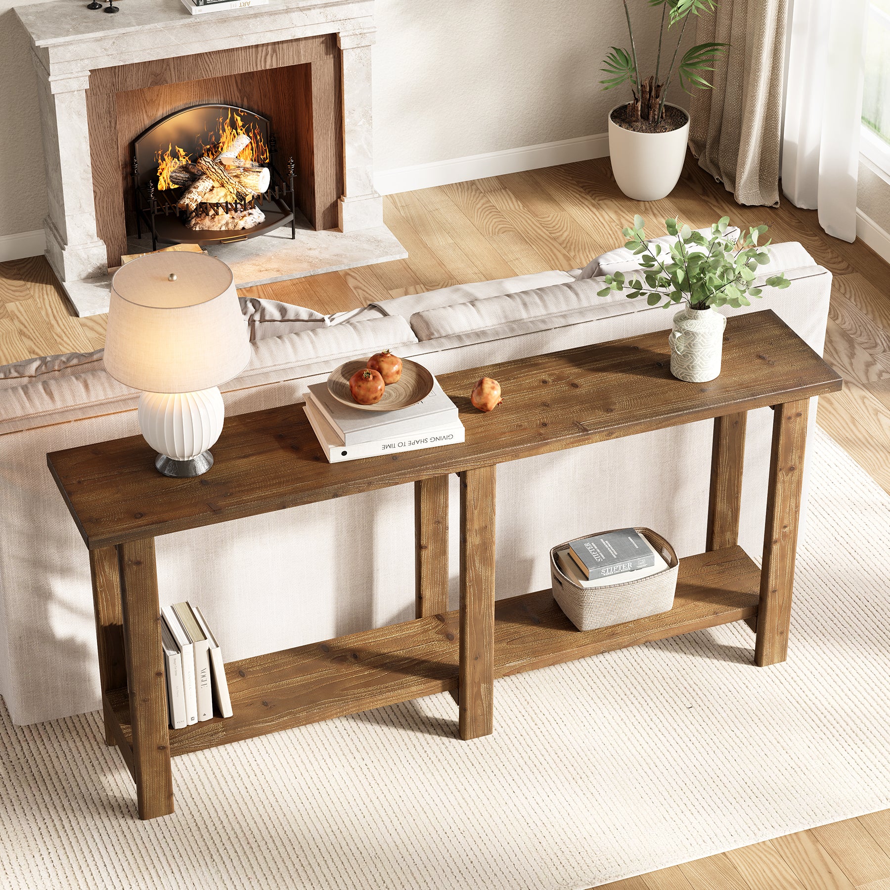Solid Wood Console Table, 70.9" Sofa Table Behind Couch for Entryway - Image 4