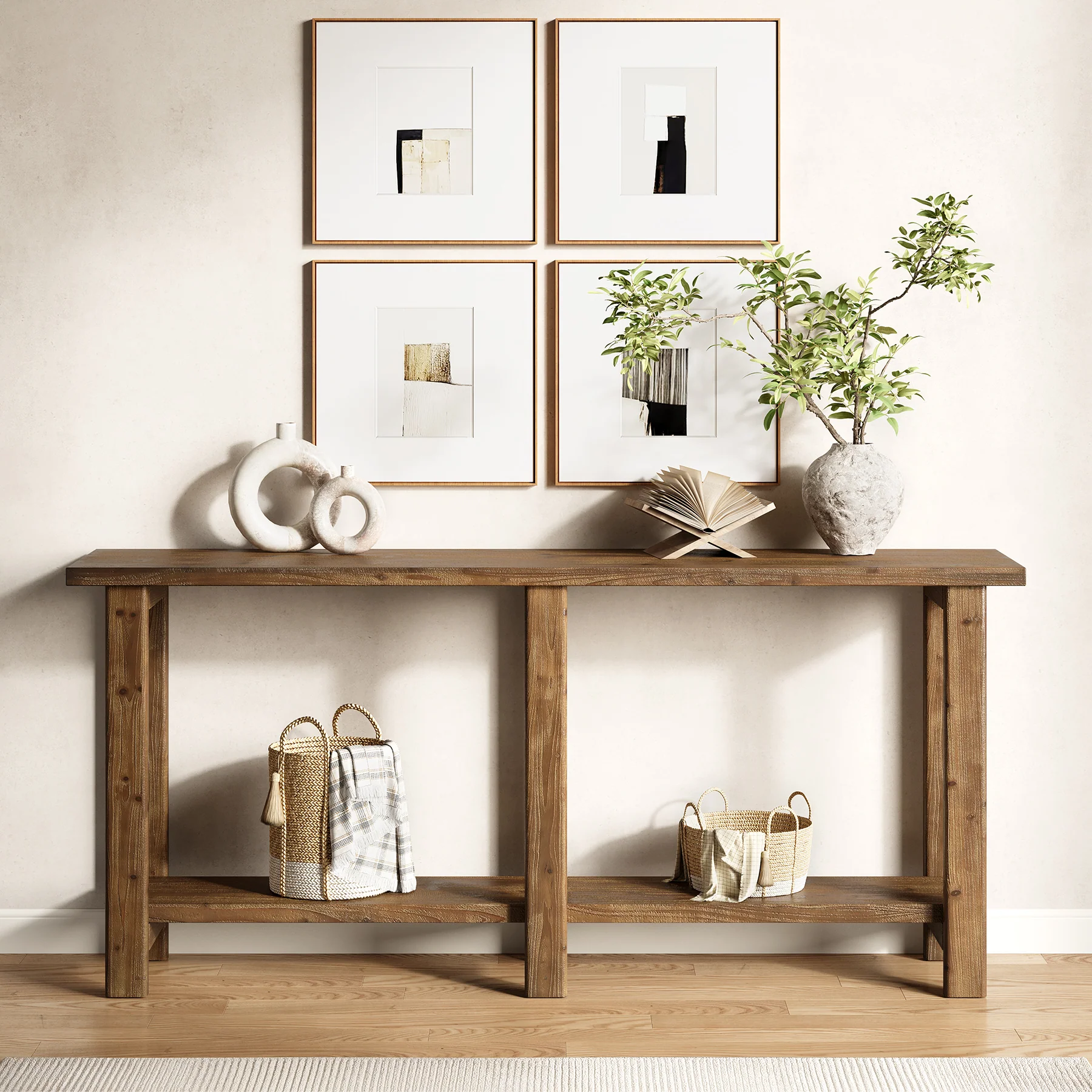 Solid Wood Console Table, 70.9" Sofa Table Behind Couch for Entryway - Image 5