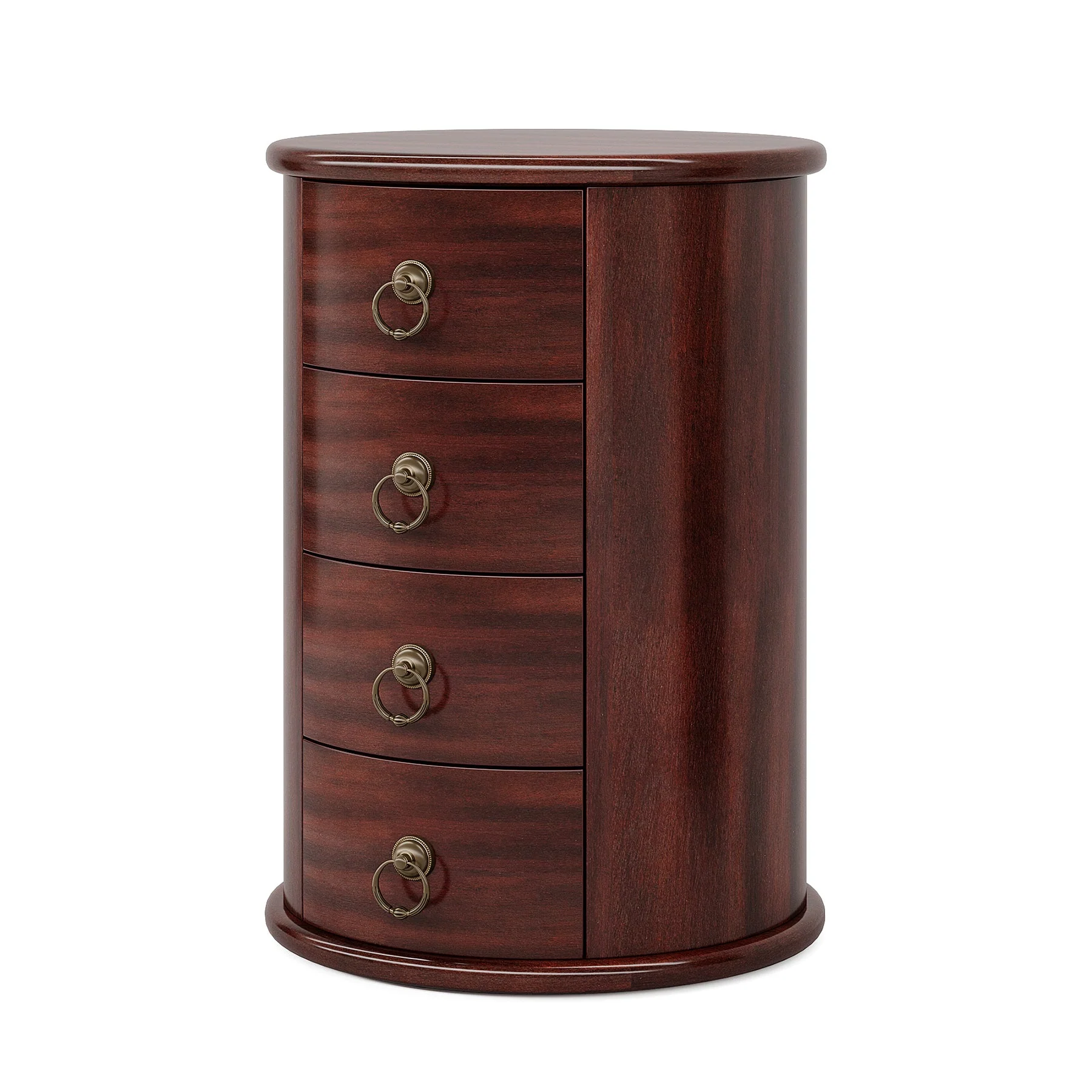 Wood End Table, Round Side Table With 4 Drawers(No Assembly Required) - Image 8