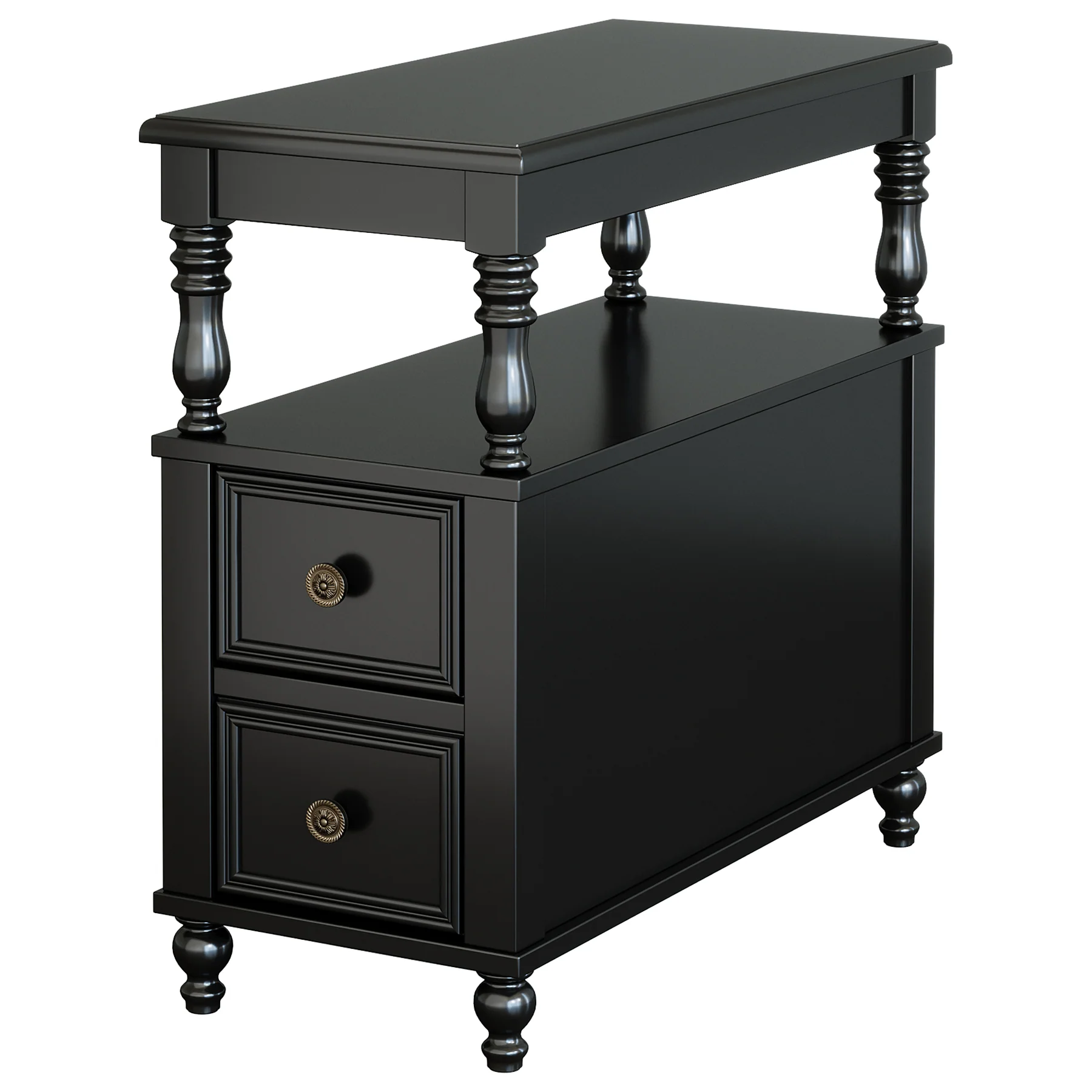 23.6" End Table, Solid Wood Accent Nightstand Bedside Table with Double Drawer - Image 11