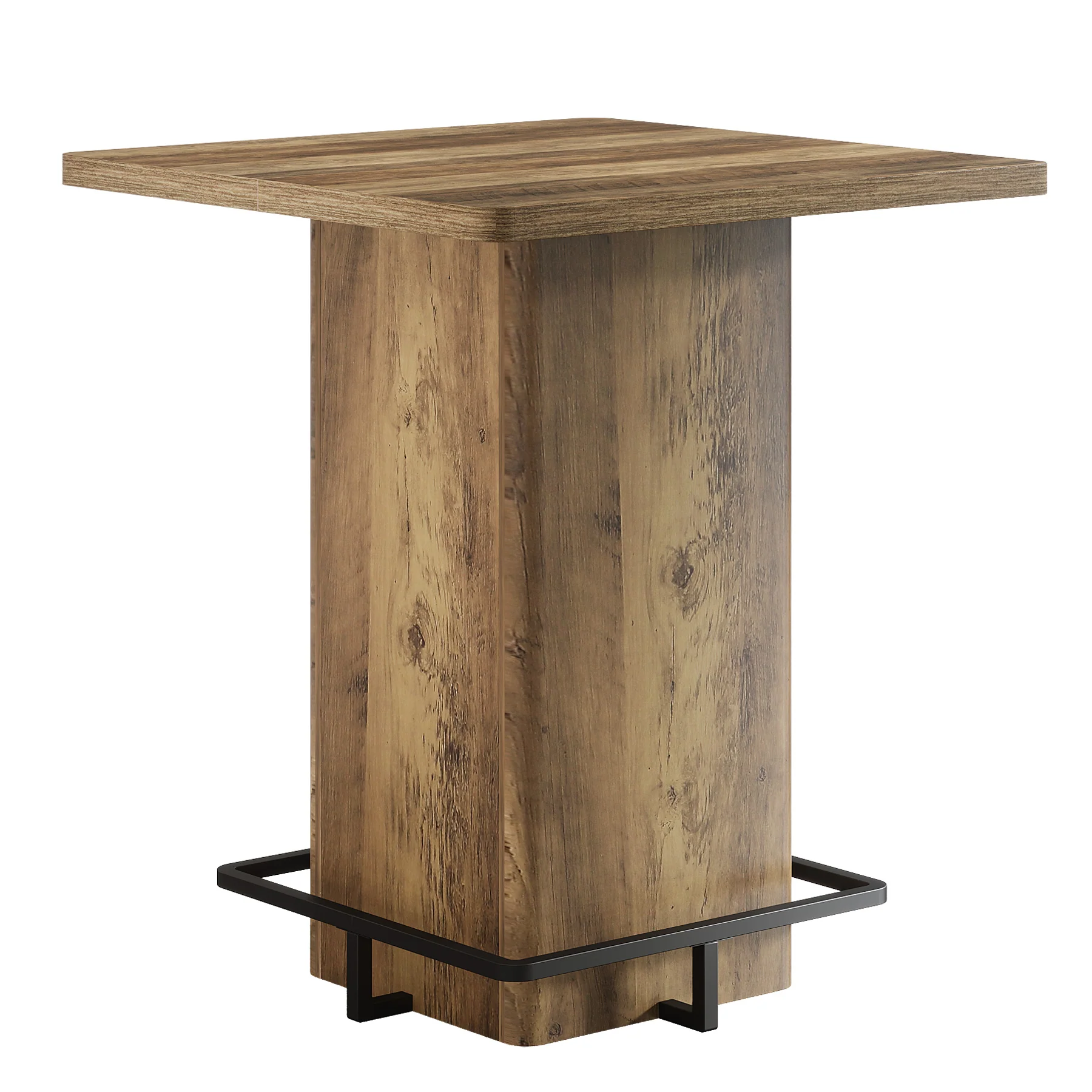 Square Bar Table, 39.37" Bistro Pub Table with Metal Frame Footrest - Image 9