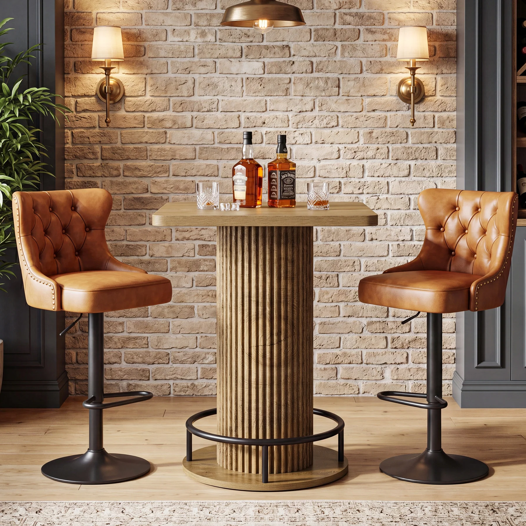 Square Bar Table, 39" H Bistro Pub Table with Ergonomic Metal Footrest for Apartment Cafe (Only Table) - Image 4