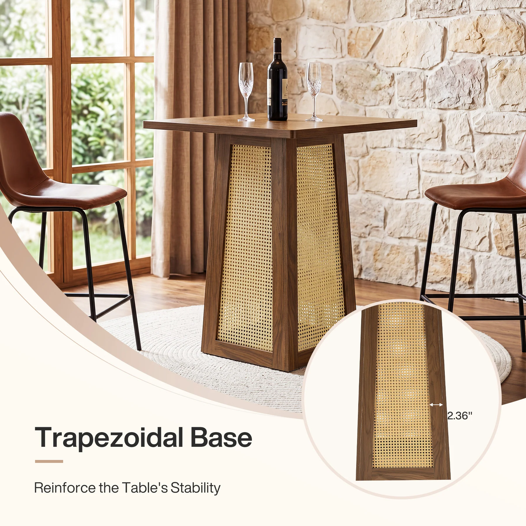 31.5" Square Bar Table for 2–4, Counter Height Pub Table with Pedestal Base for Home Bar - Image 7