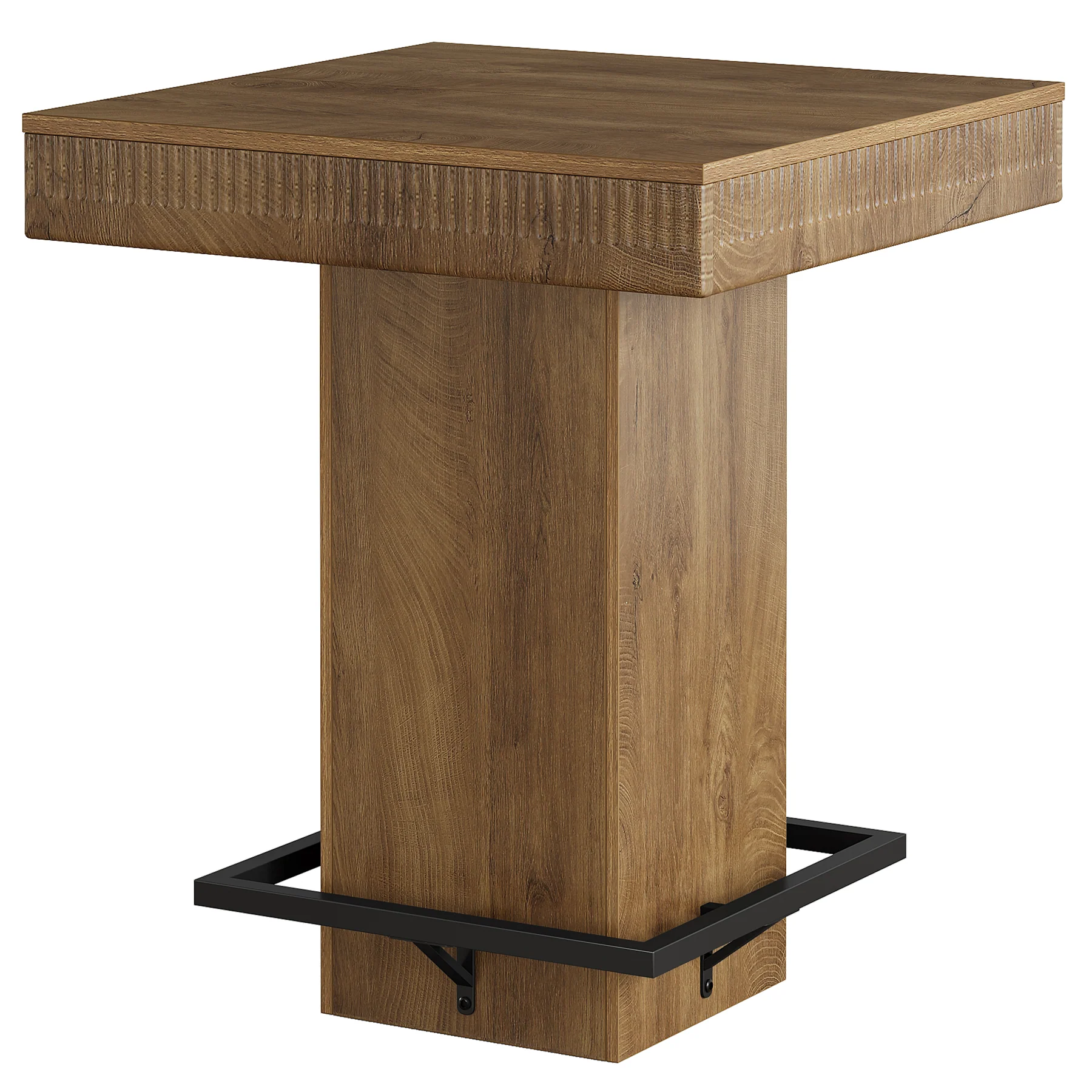 Square Bar Table, Industrial Bistro Pub Table with Metal Footrest - Image 8