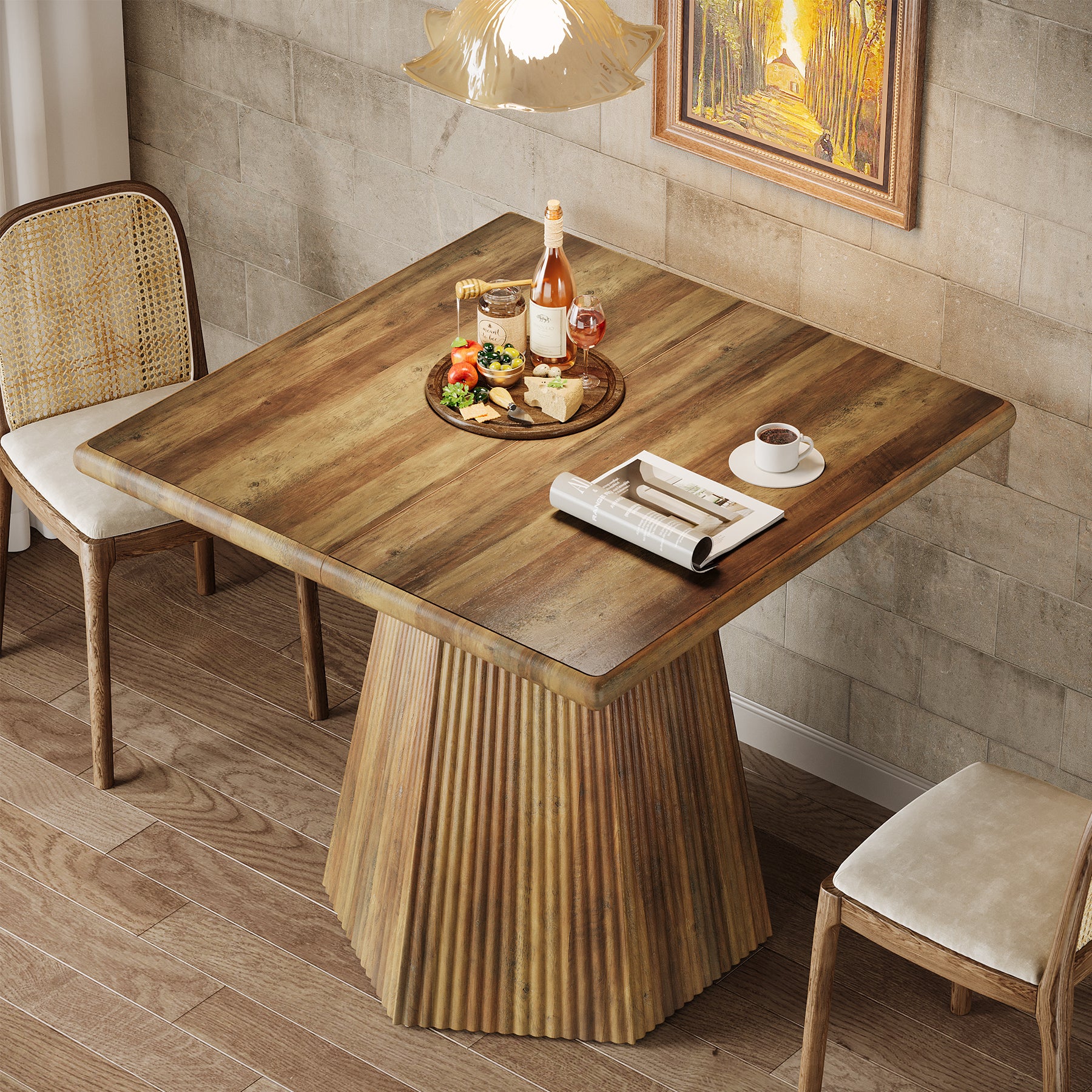 Square Dining Table for 4, 31.5" Kitchen Table with Sturdy Pedestal Base - Image 6