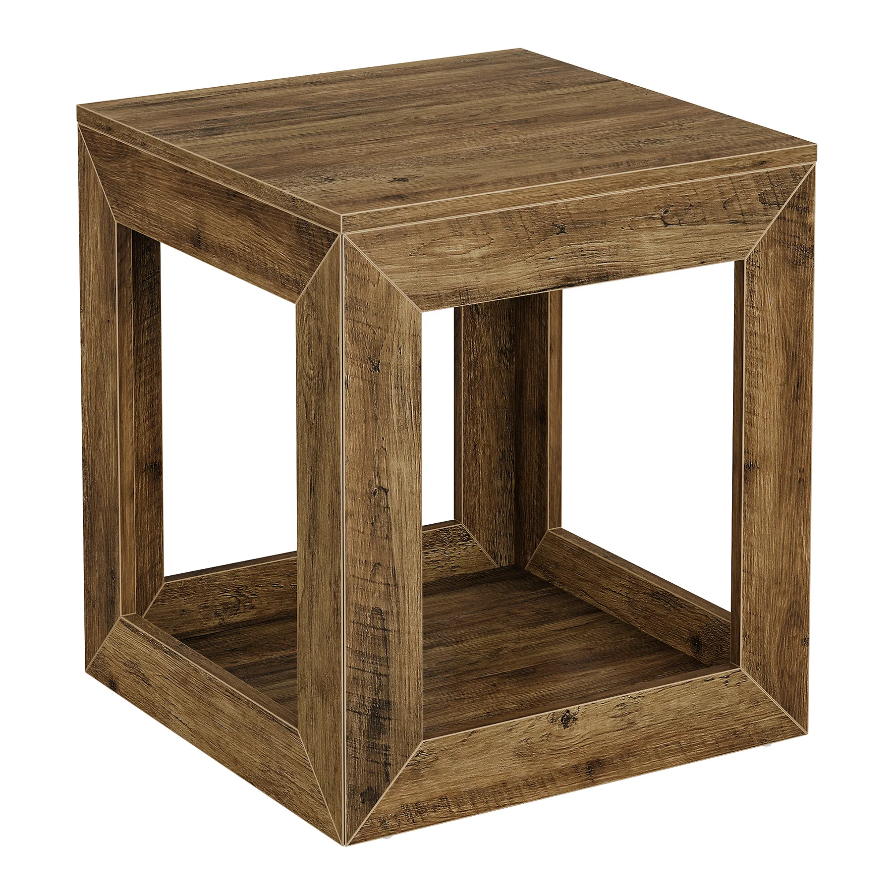 Square End Table, 19.7" Side Table Nightstand with 2-Tier Storage Shelf - Image 9