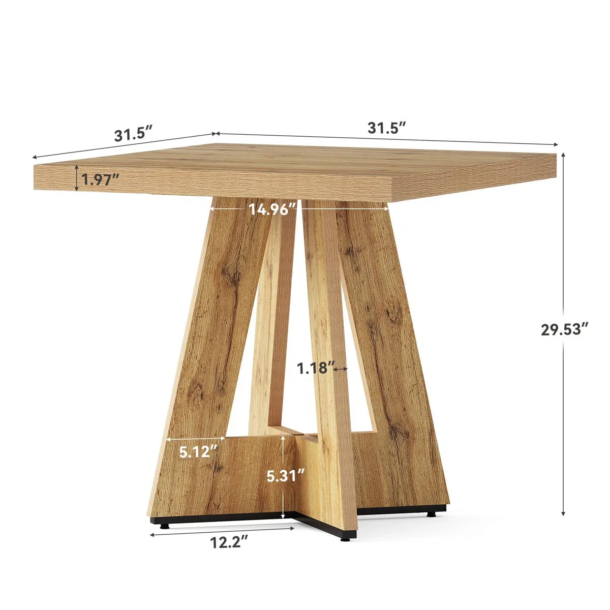 31.5" Dining Table, Square Kitchen Dinner Table for 2-4 People - Image 2