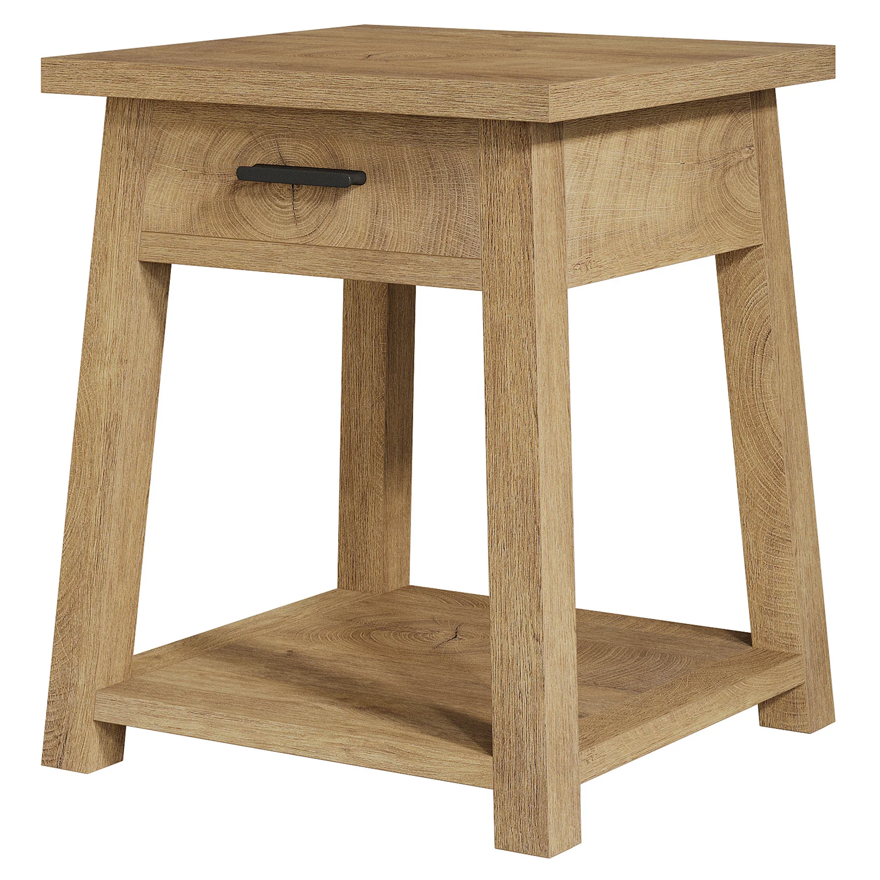 End Table with Drawer, 2 -Tier Wooden Side Table with Shelf Storage - Image 8