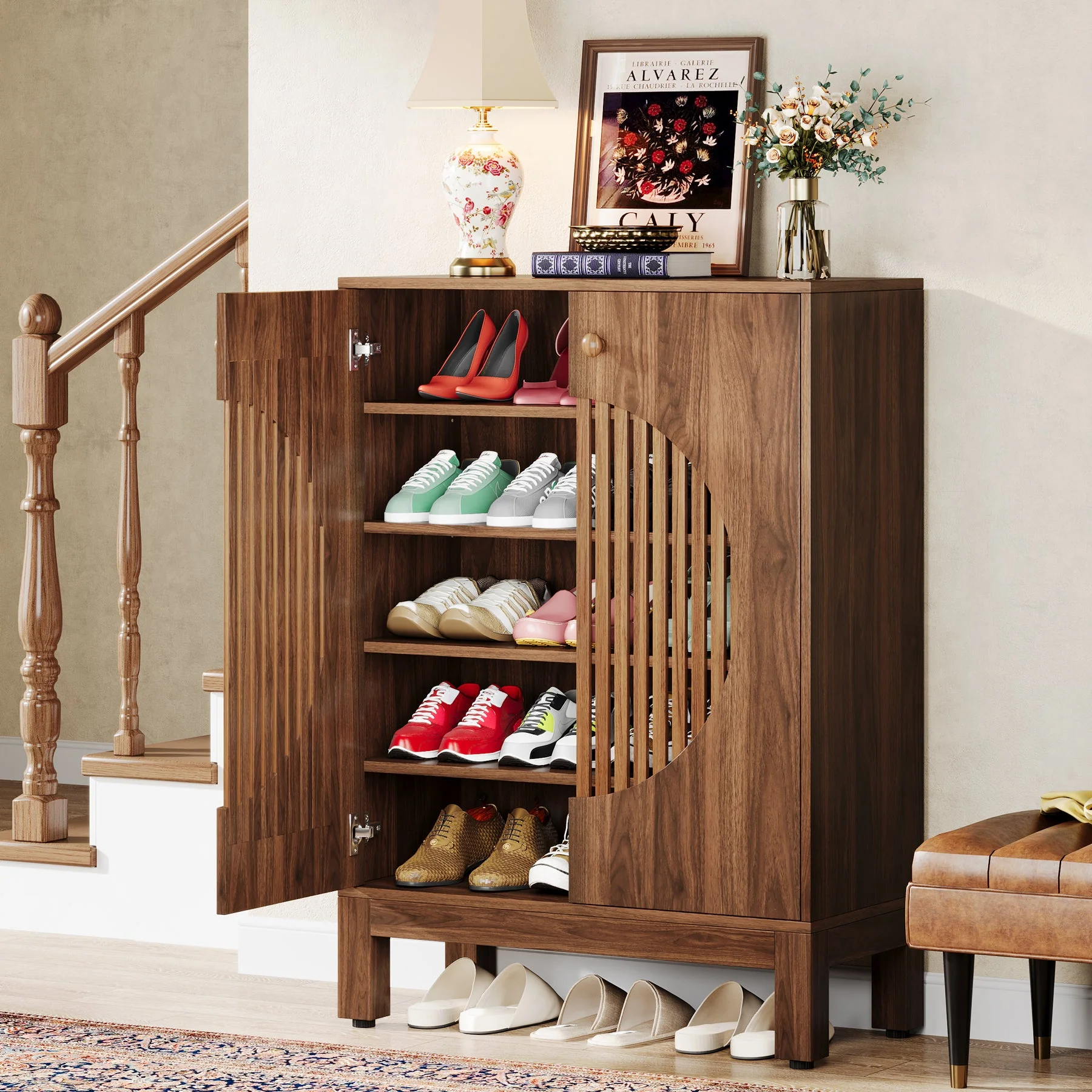 20-Pair Shoe Cabinet, Stylish Shoe Rack Organizer With Doors - Image 3