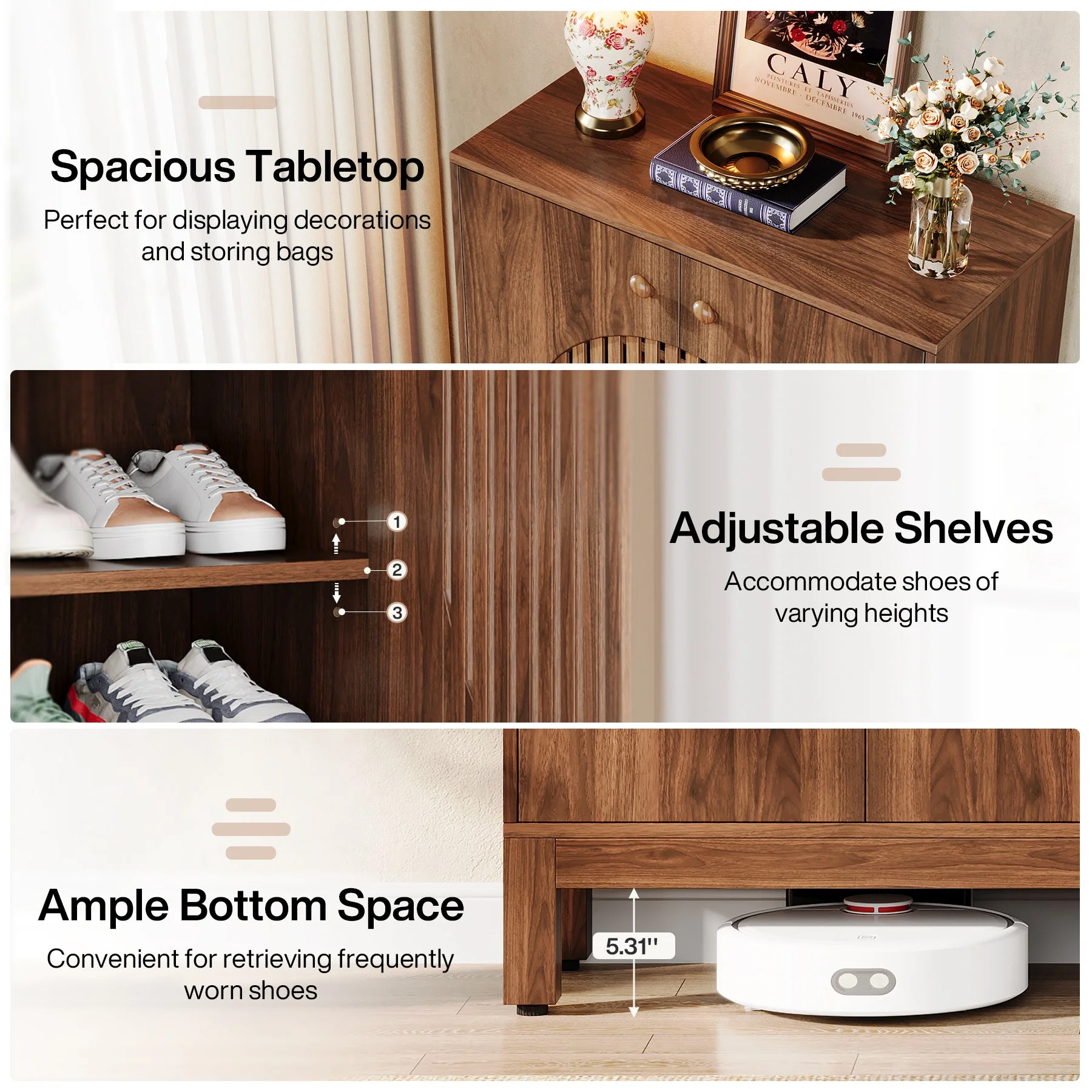 20-Pair Shoe Cabinet, Stylish Shoe Rack Organizer With Doors - Image 5