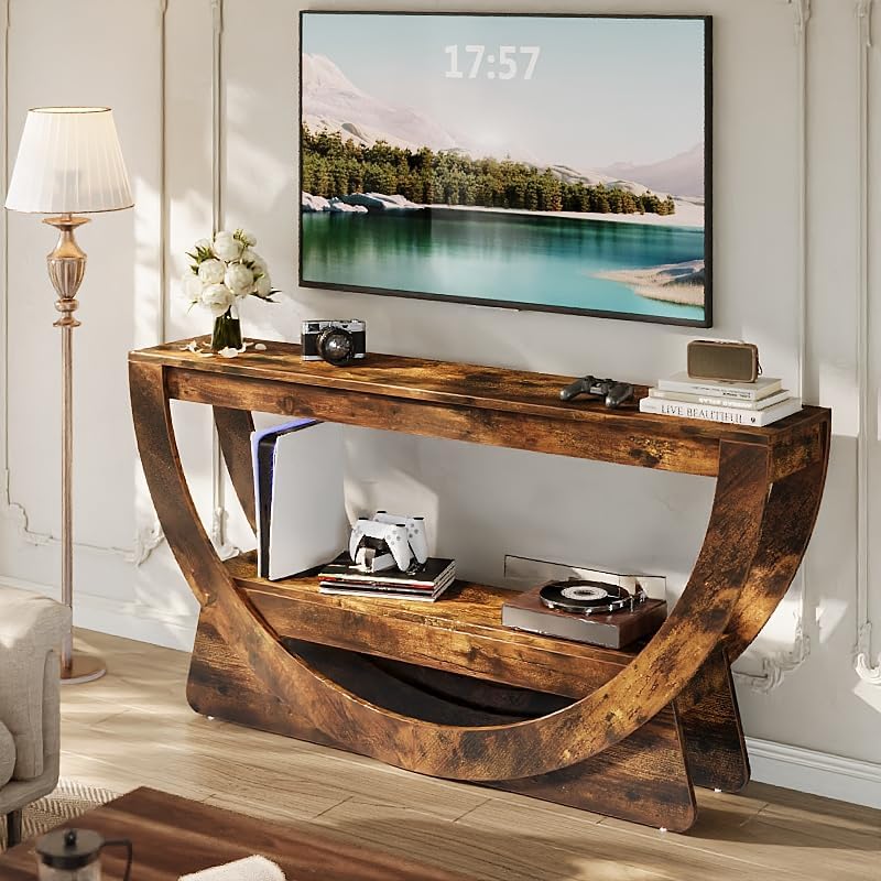 TV Stand for 55-75" TV, Entertainment Center with Open Storage Shelves - Image 5