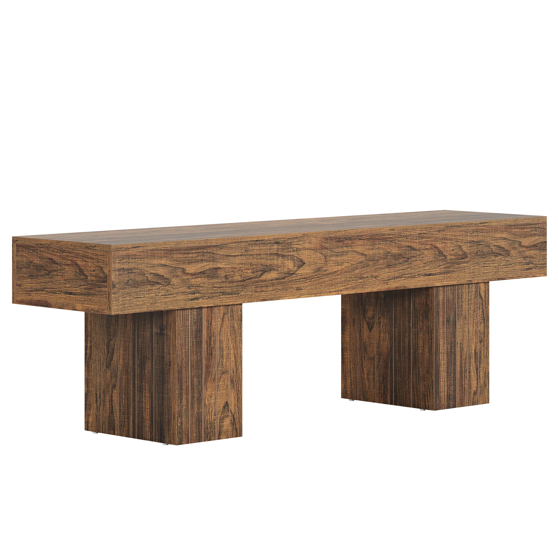 55" Entryway Bench, Farmhouse End of Bed Bench Long Dining Bench - Image 10