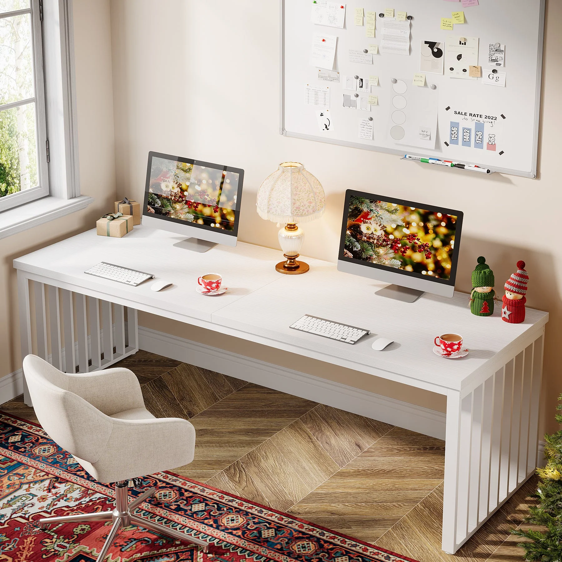 78.74" Two Person Desk, Long Executive Desk Double Computer Desk - Image 12
