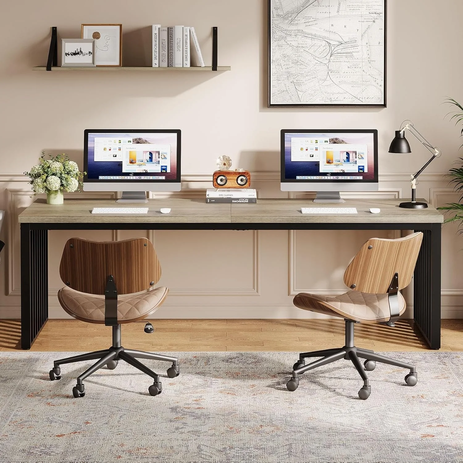 78.74" Two Person Desk, Long Executive Desk Double Computer Desk - Image 4