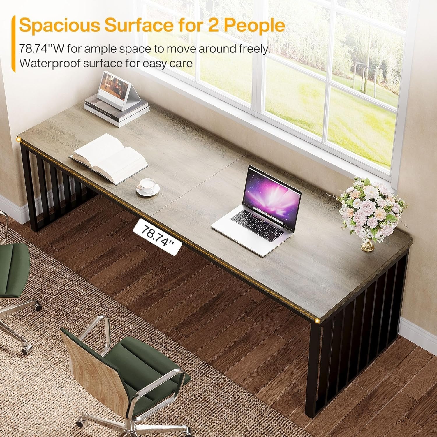 78.74" Two Person Desk, Long Executive Desk Double Computer Desk - Image 5