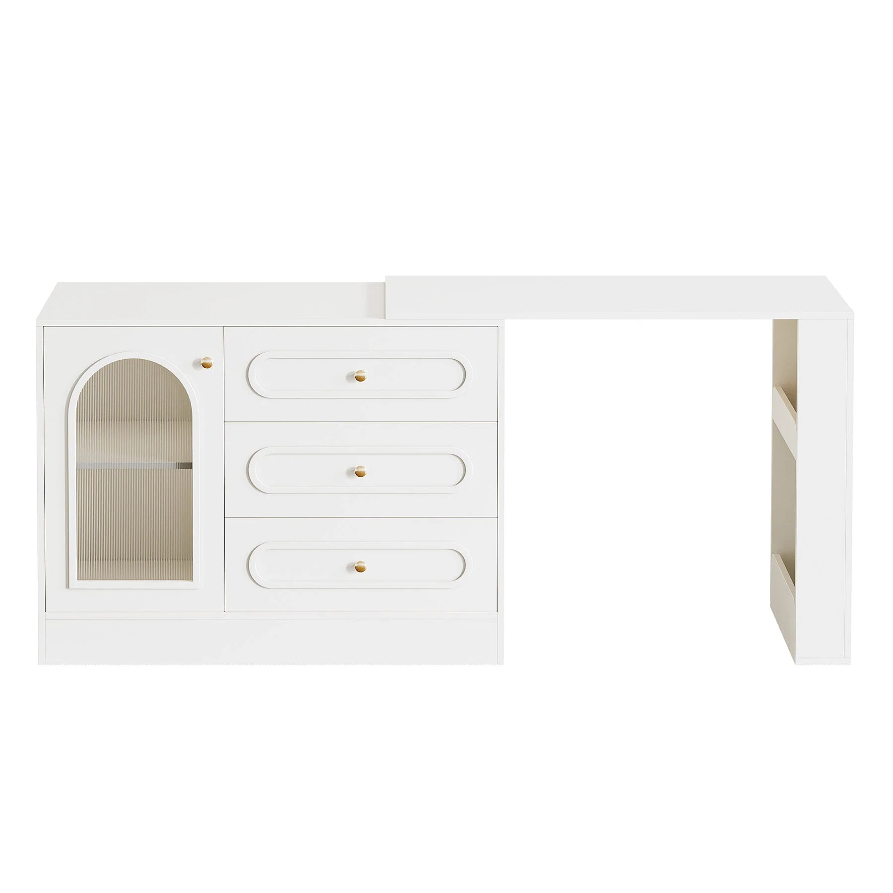 Makeup Desk, 360° Rotatable Vanity Desk with 3 Drawers(Without Mirror) - Image 10