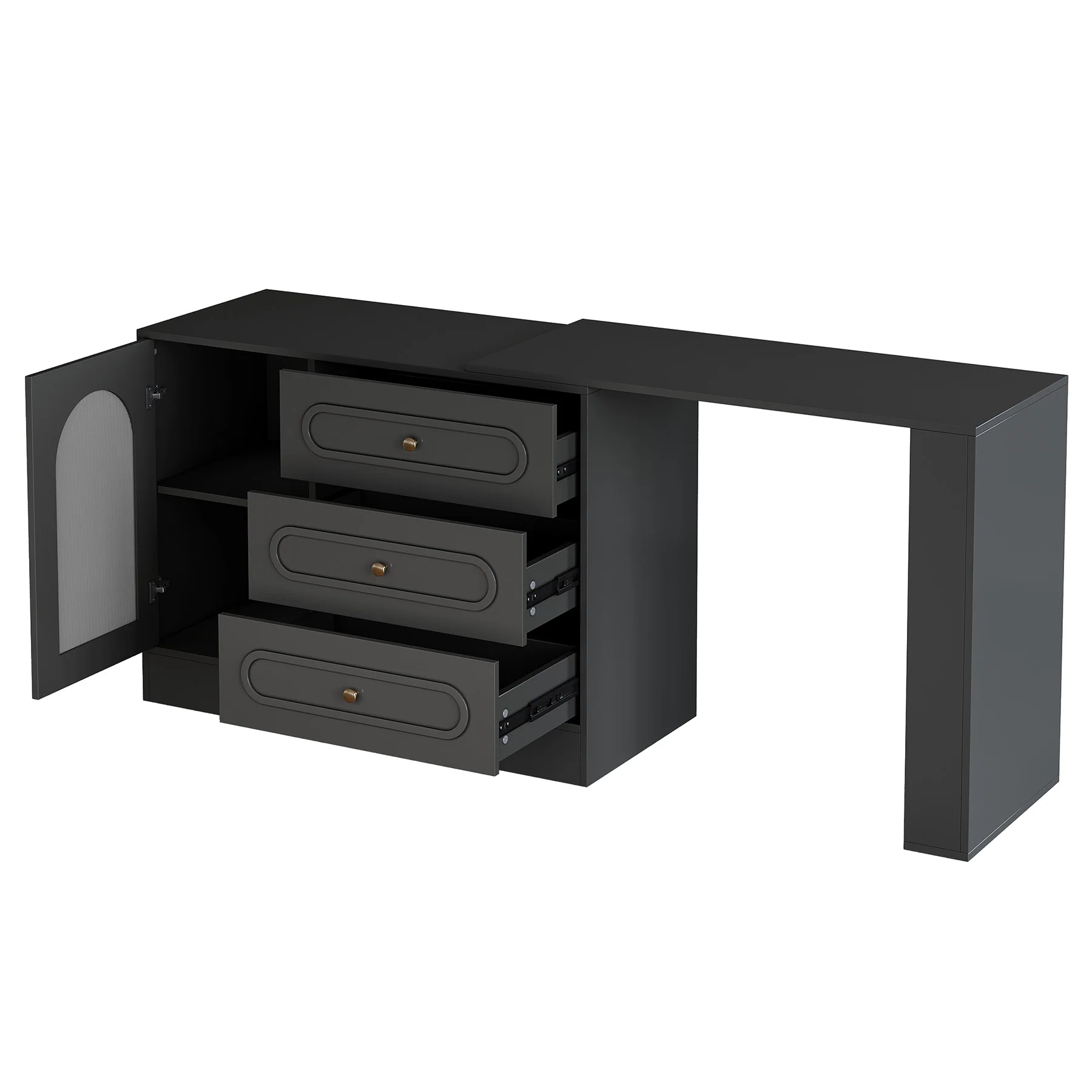 Makeup Desk, 360° Rotatable Vanity Desk with 3 Drawers(Without Mirror) - Image 9