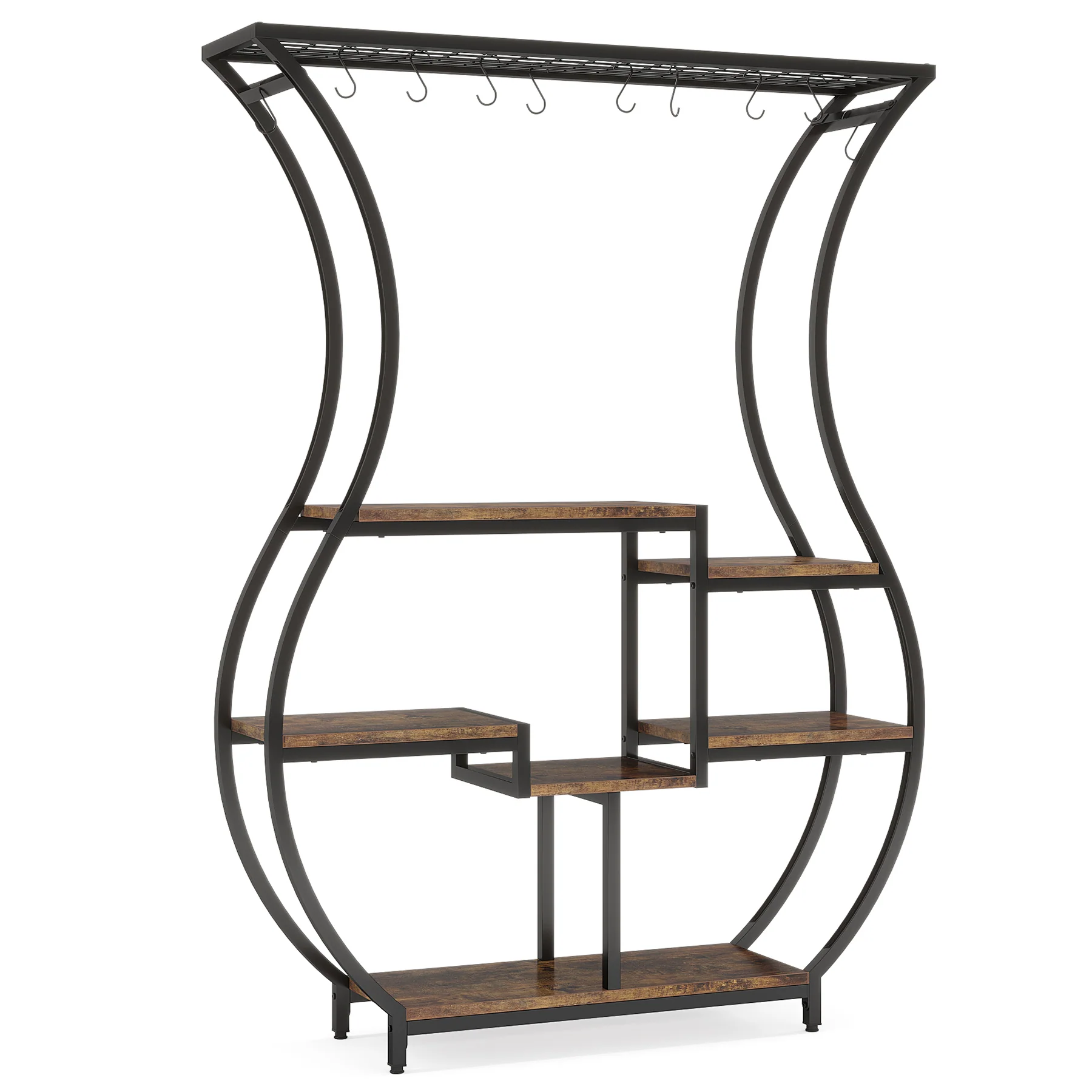 Vase-Shaped Plant Stand, 6-Tier Plant Display Rack with 10 Hanging Hooks - Image 8