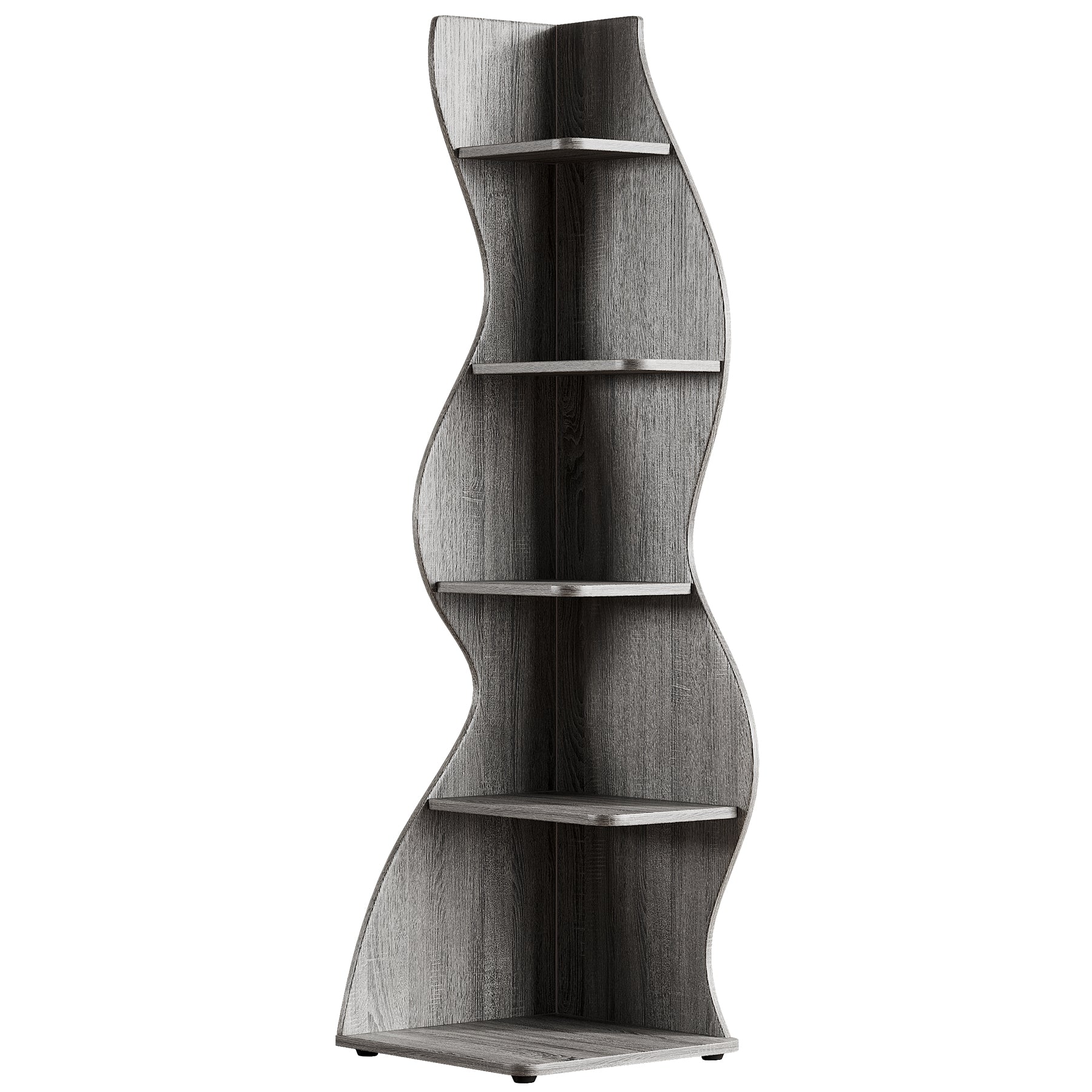 5-Tier Corner Shelf, Wavy Bookshelf Bookcase Display Rack for Home Office - Image 12